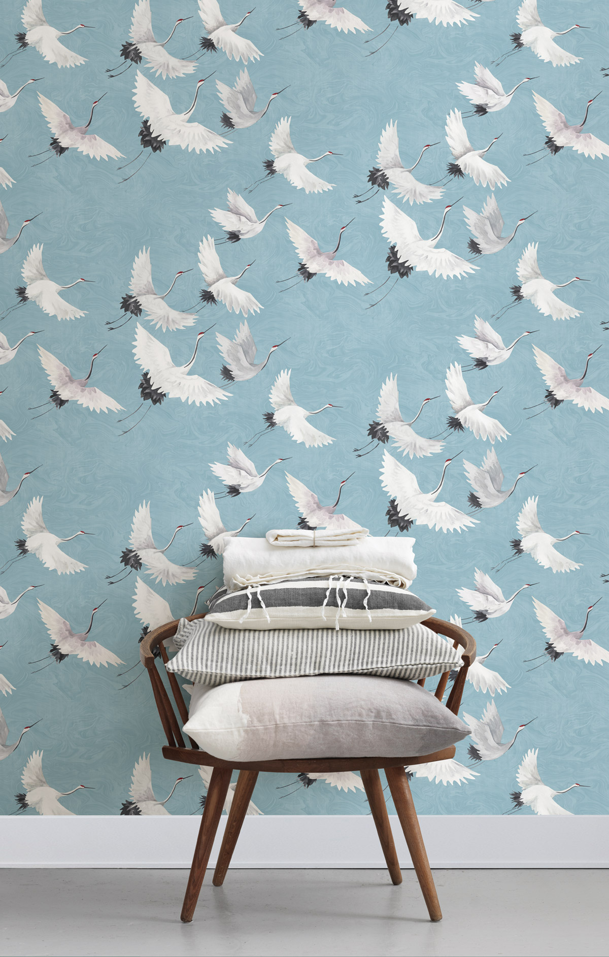 Papier peint adhésif Grues Envol bleu - Les Adhésifs de Lutèce | Réf. LTC-NU2680
