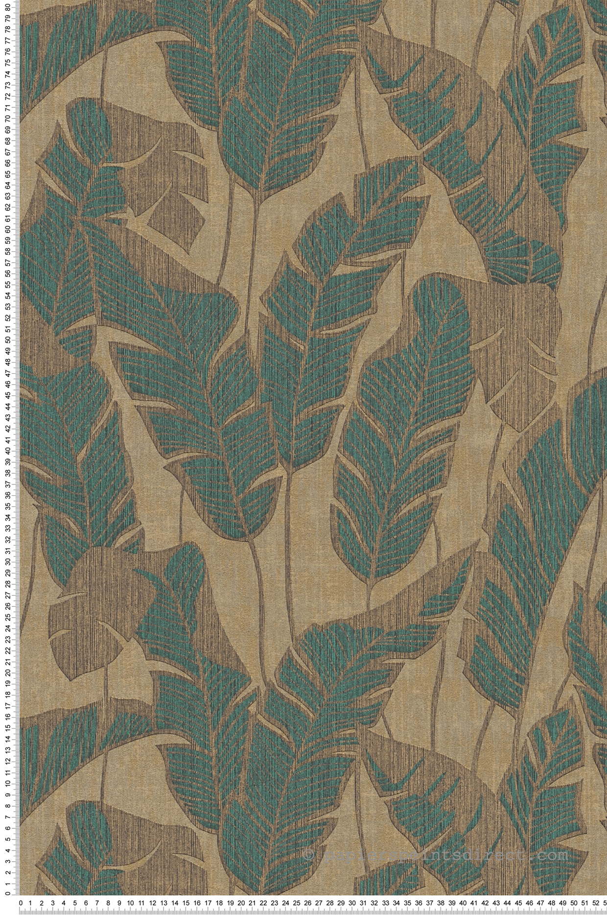 Papier peint Palme Tabasco bleu canard doré - Jade 2 d'A.S. Création | Réf. AS-395022