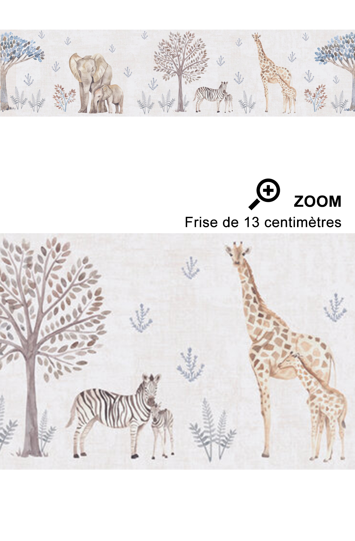 Frise enfant Animaux de la Savane naturel - Lilly & Luis d'A.S. Création | Réf. AS-771771