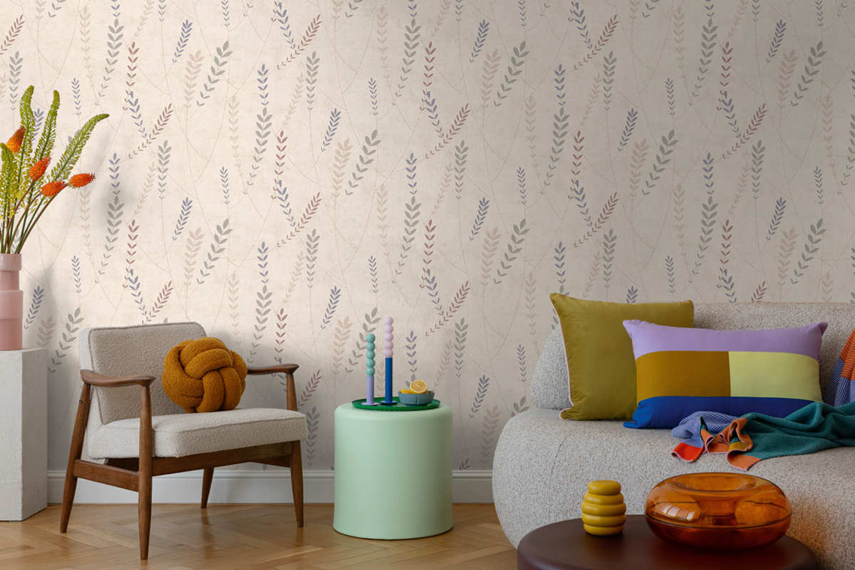 Papier peint Scandinave Plumeria beige bleu - Nordic Feeling d'A.S. Création AMB3 | Réf. AS-791463