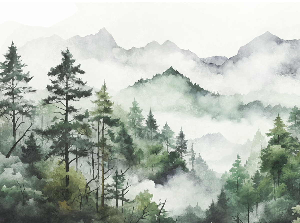 Papier peint panoramique Arbre Montagne Peinture - The Wall 3 d'A.S. Création | Réf. AS-398991