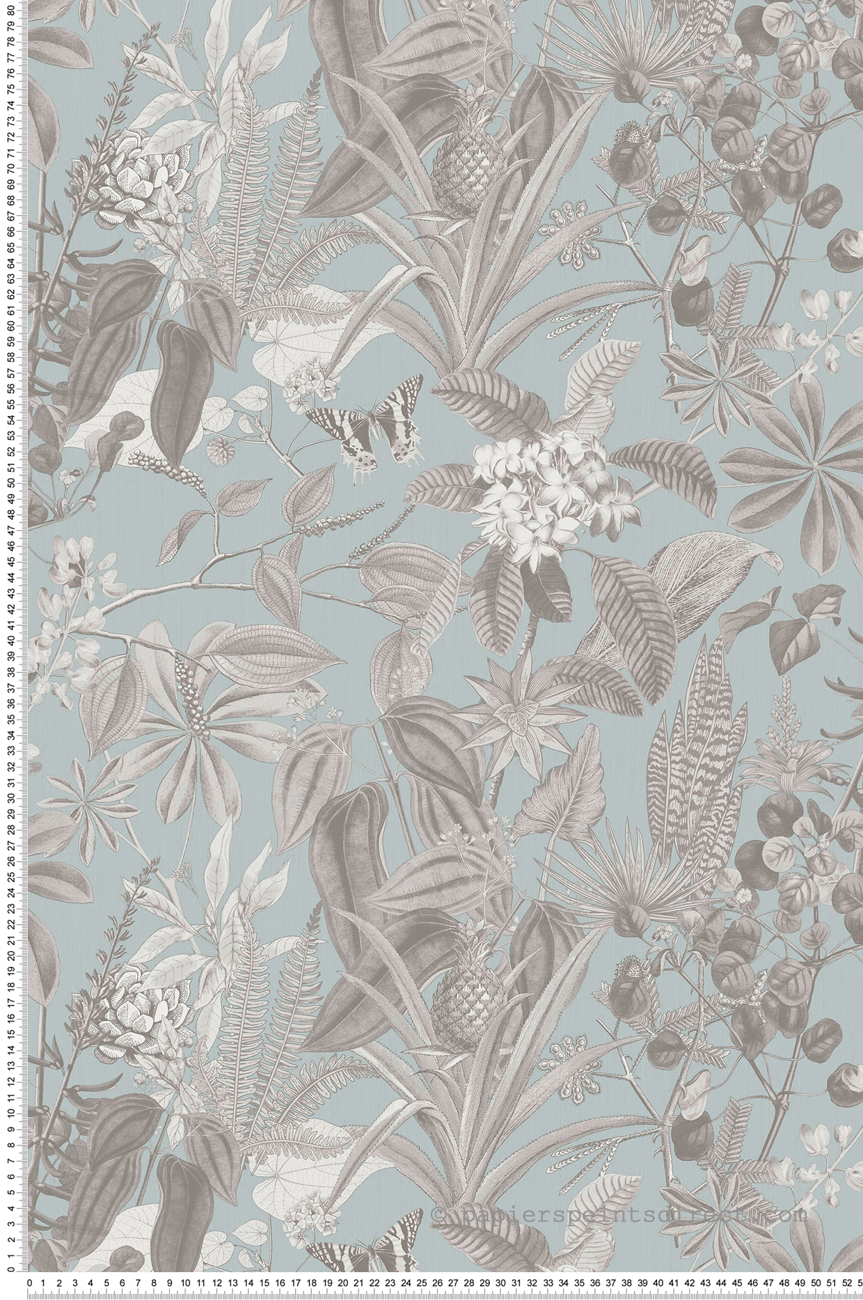 Papier peint Ananas Papillon bleu céladon - Fidji de Lutèce | Réf. LTC-8506-3