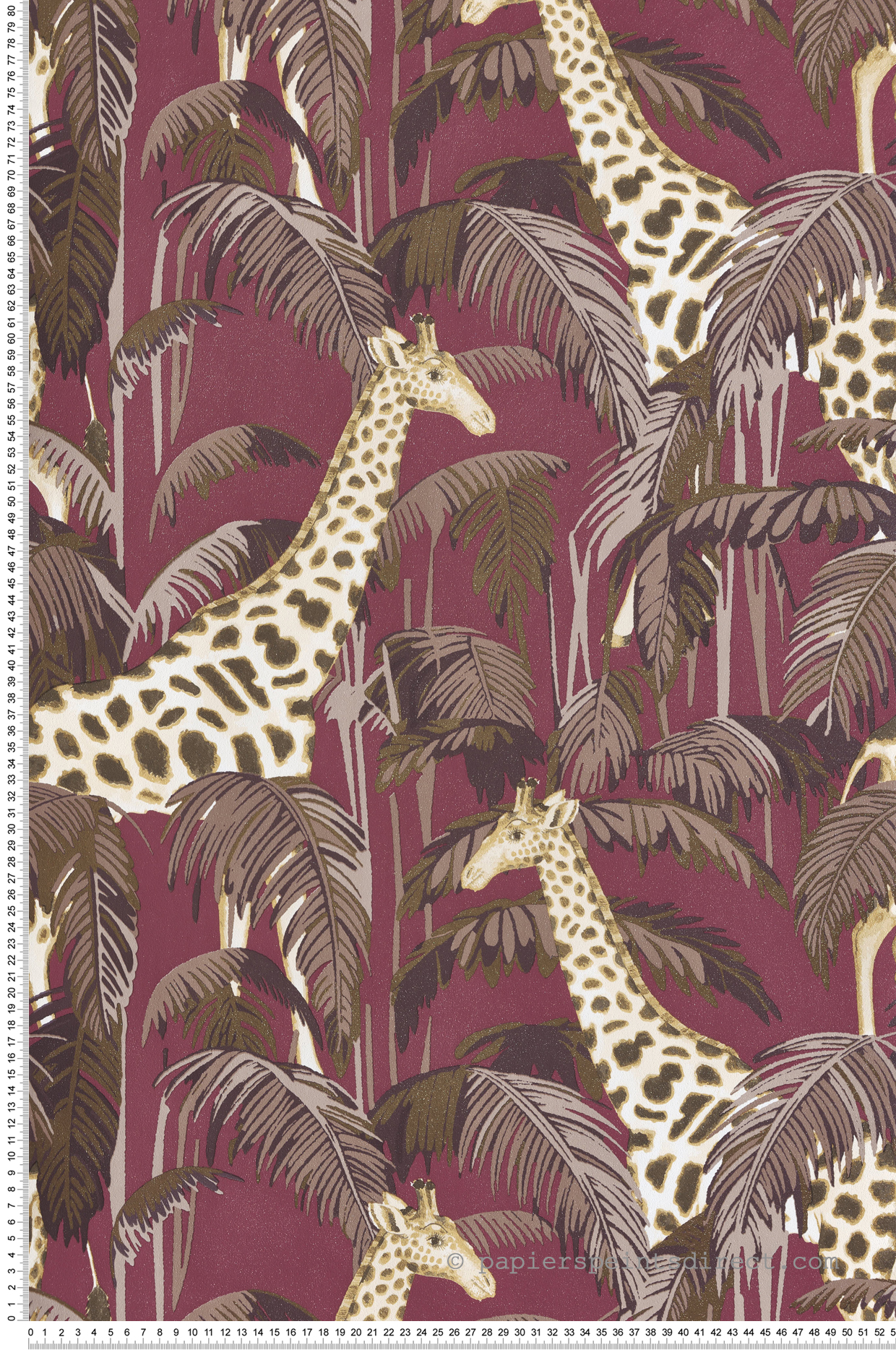 Papier peint Jungle Girafe prune doré - Maison Paradis de Lutèce | Réf. LTC-MP15528