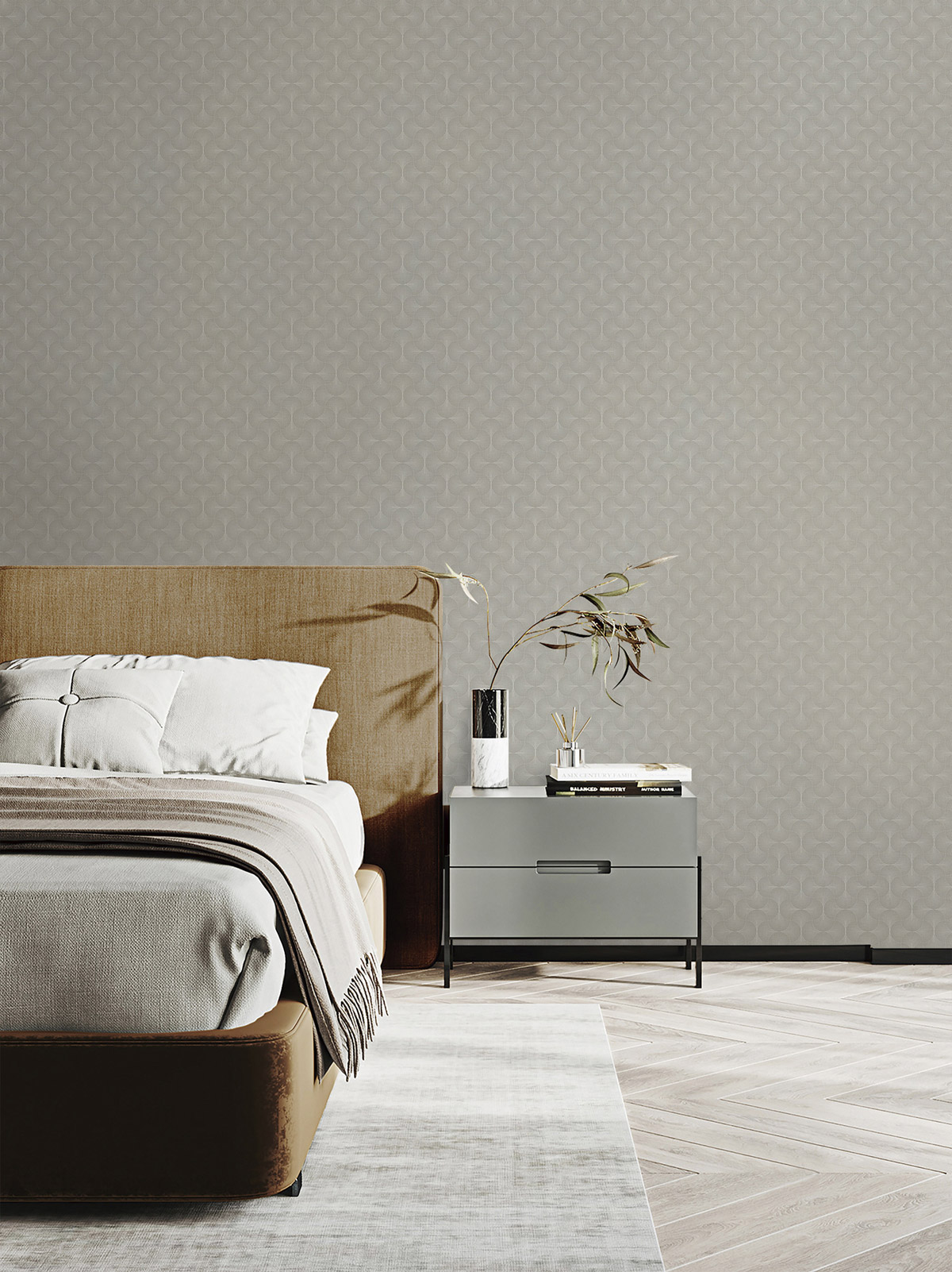 Papier peint Géométrique Twist Allover grège argenté - Unique de Lutèce | Réf. LTC-DT-FA3002