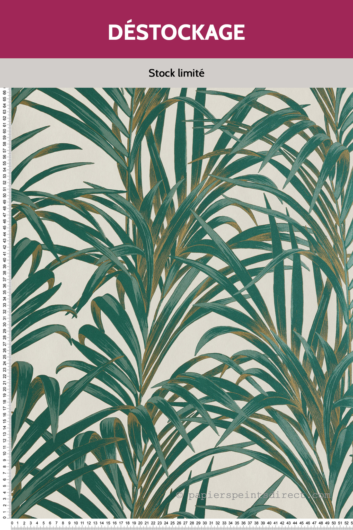 Papier peint Destockage - Feuillages Fougères vert - 1930 de Casadéco