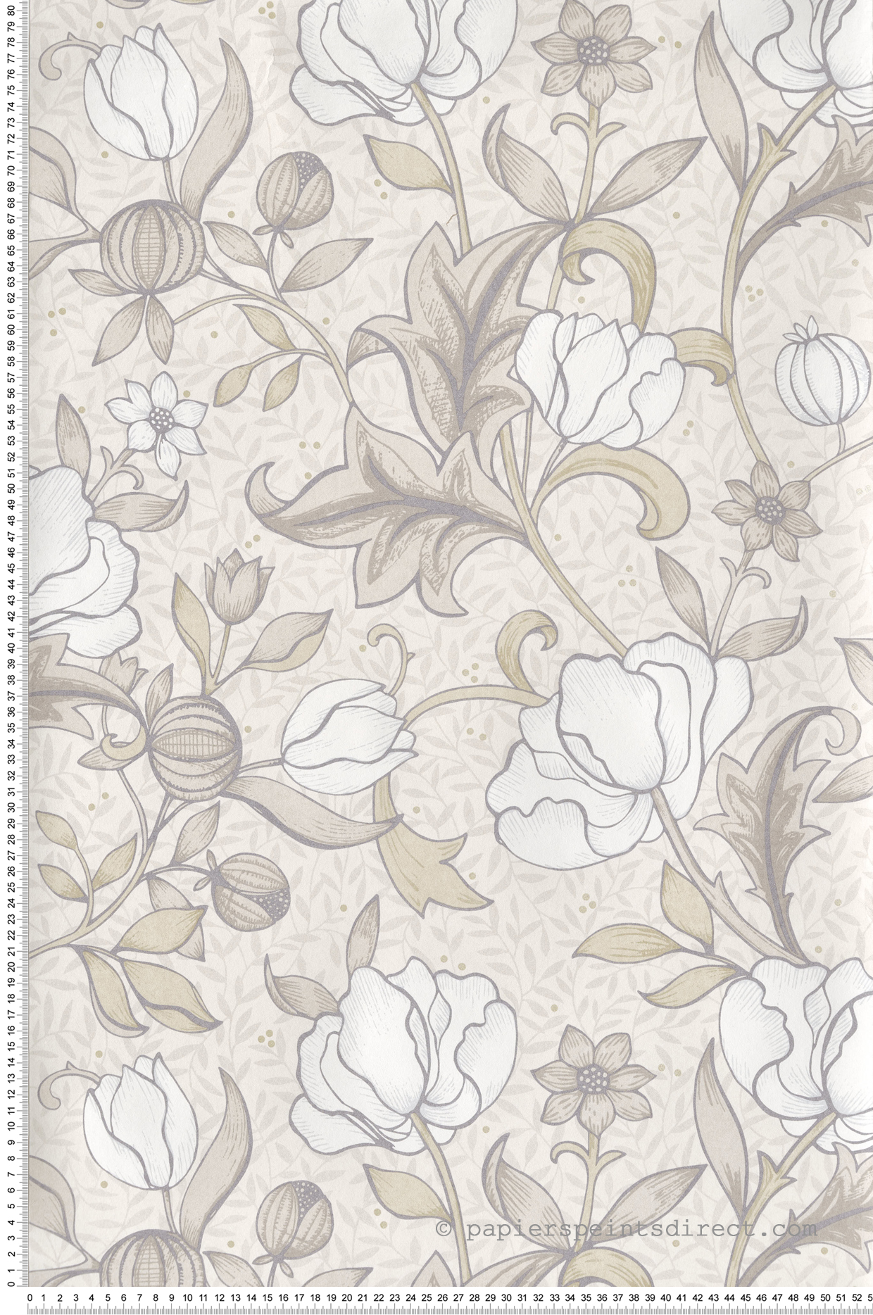 Papier peint Vintage Fleuri Isabella beige lin - Arts & Crafts de Casadéco | Réf. ARCR86341214
