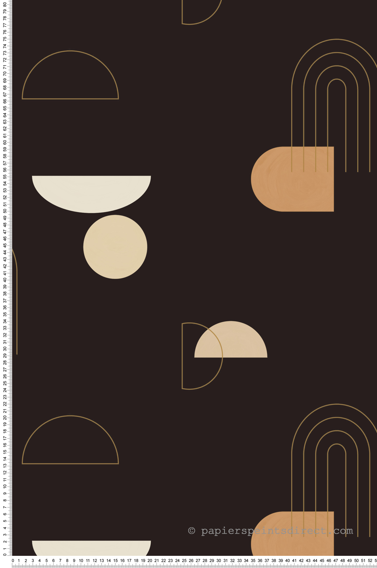 Papier peint Géométrique Turn Around noir et doré - Around de Casélio | Réf. ARN102919120