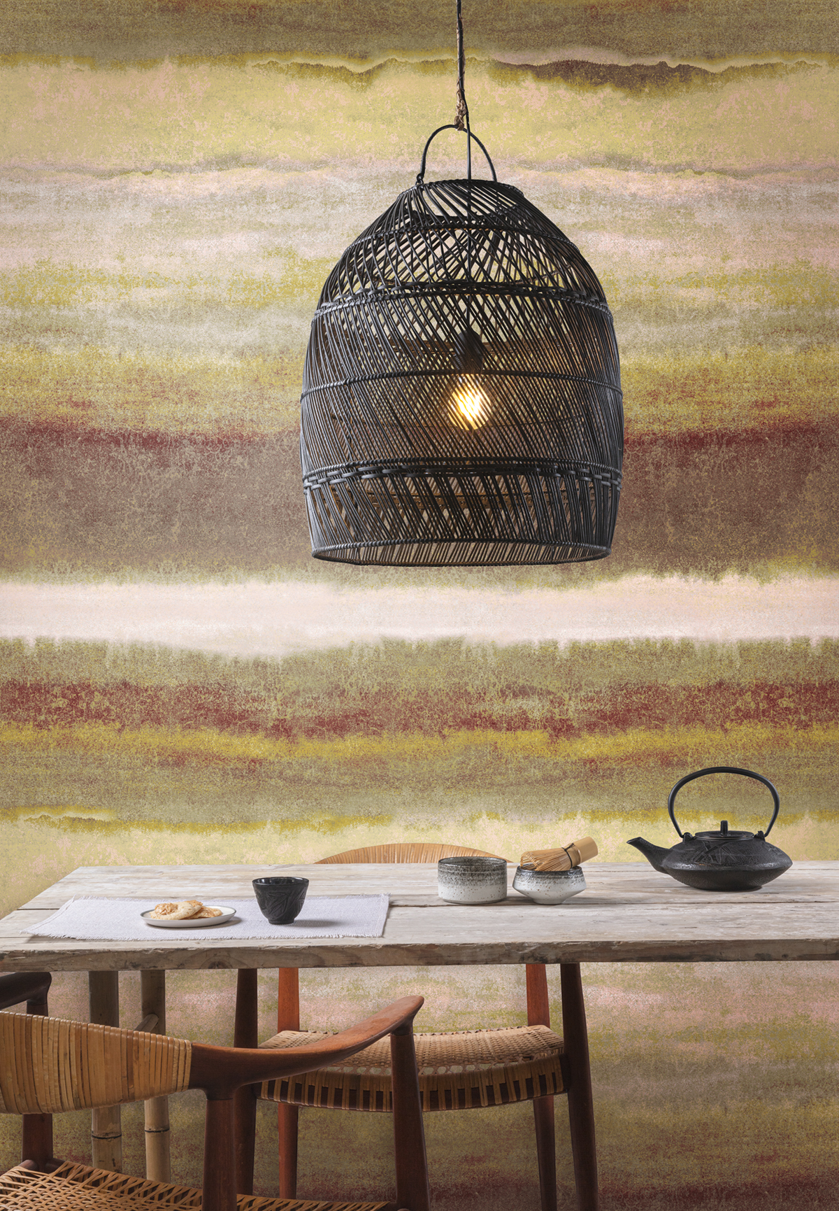 Papier peint panoramique Tie & Dye Coast moutarde - A H260 - Wall Designs IV de Masureel | Réf. MAS-DG4COA1021-260