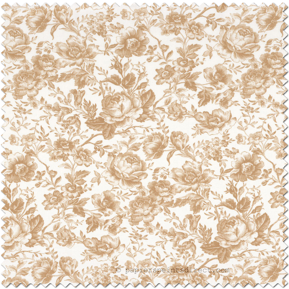 Tissu Fleuri Celestine beige mordoré - Les Belles Toiles de Jouy 2 de Casadéco | Ref. BTJD201781397