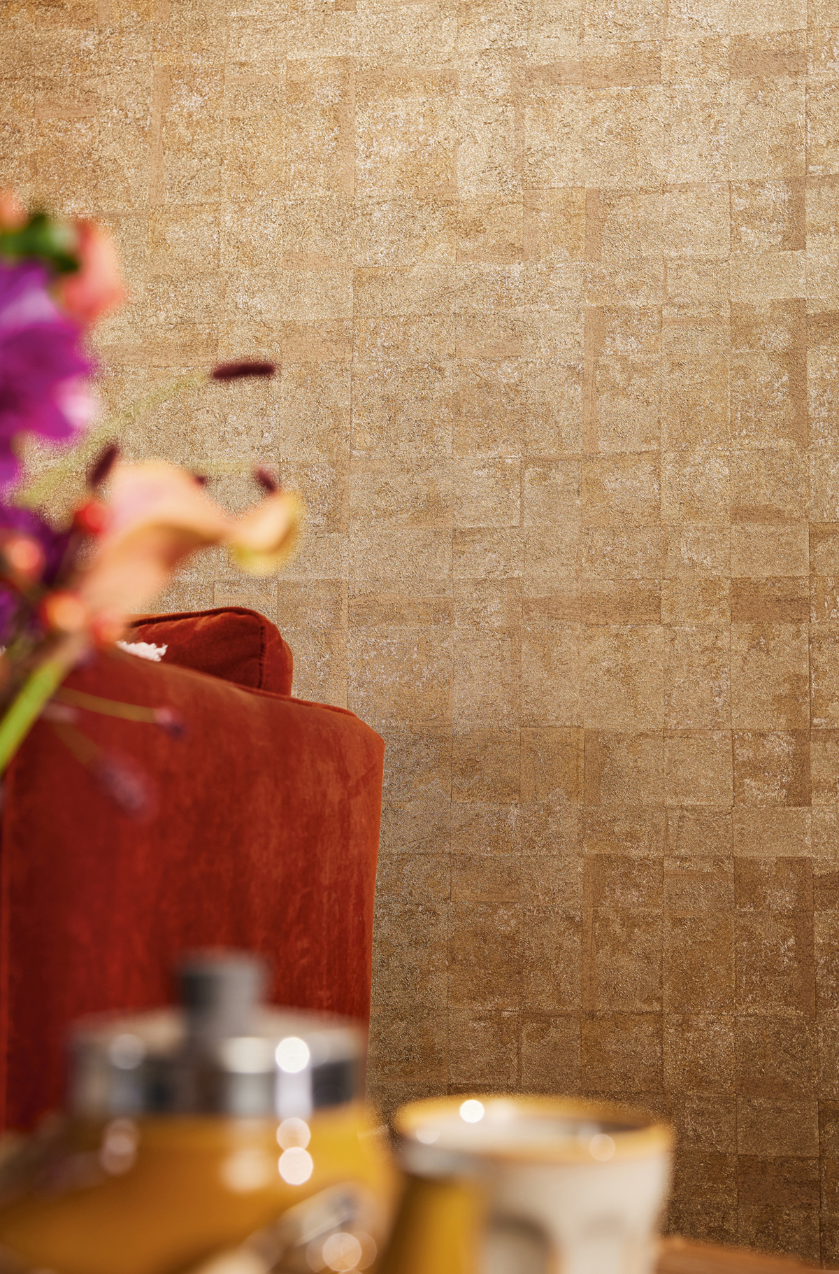 Papier peint Dalle Béton Géométrique marron doré - Stories of Life d'A.S. Création AMB3 | Réf. AS-396711