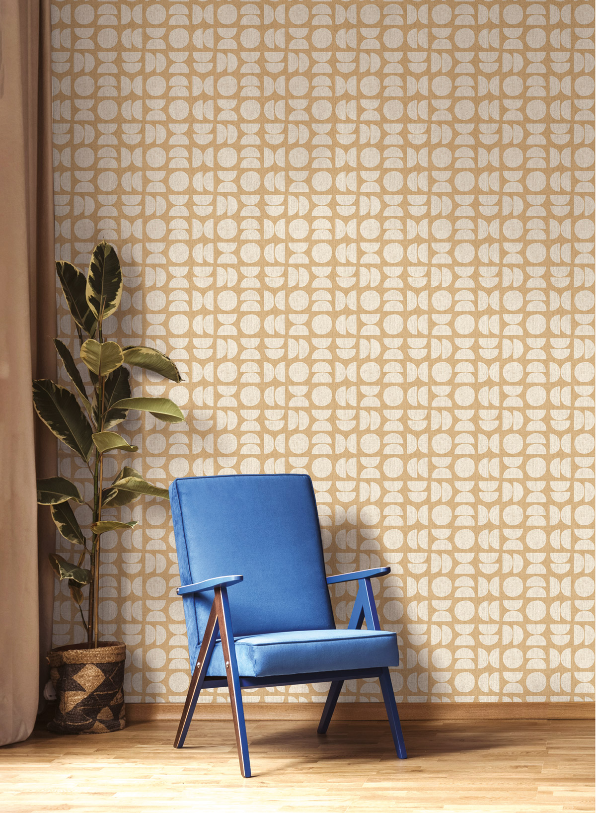 Papier peint Rond Géométrie beige noisette - Seven de Montecolino | Réf. MC-30153