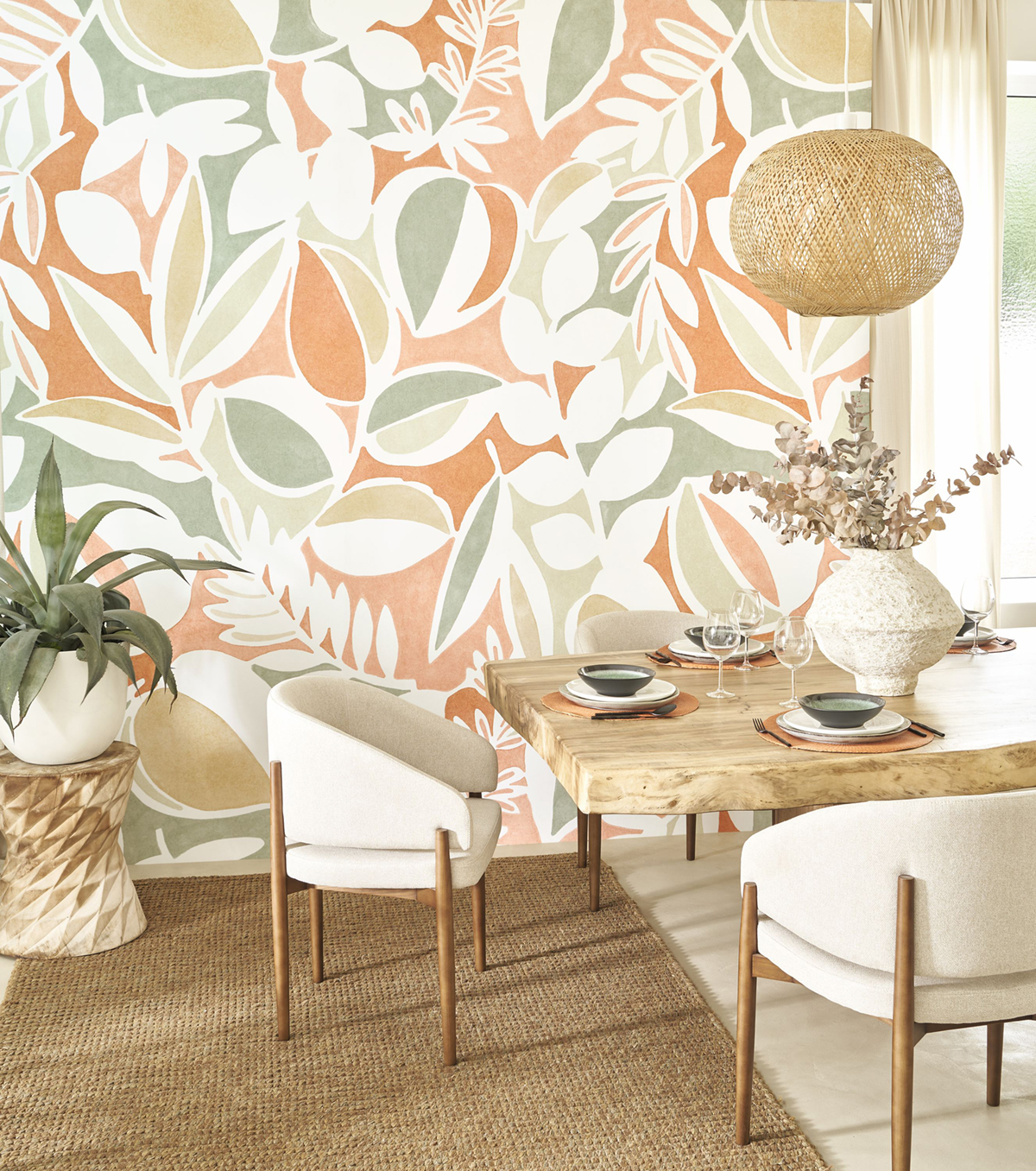 Papier peint panoramique Feuille Place des Lices terracotta L 210X310 - Echappée Belle de Casadéco | Réf. ECHA89887218