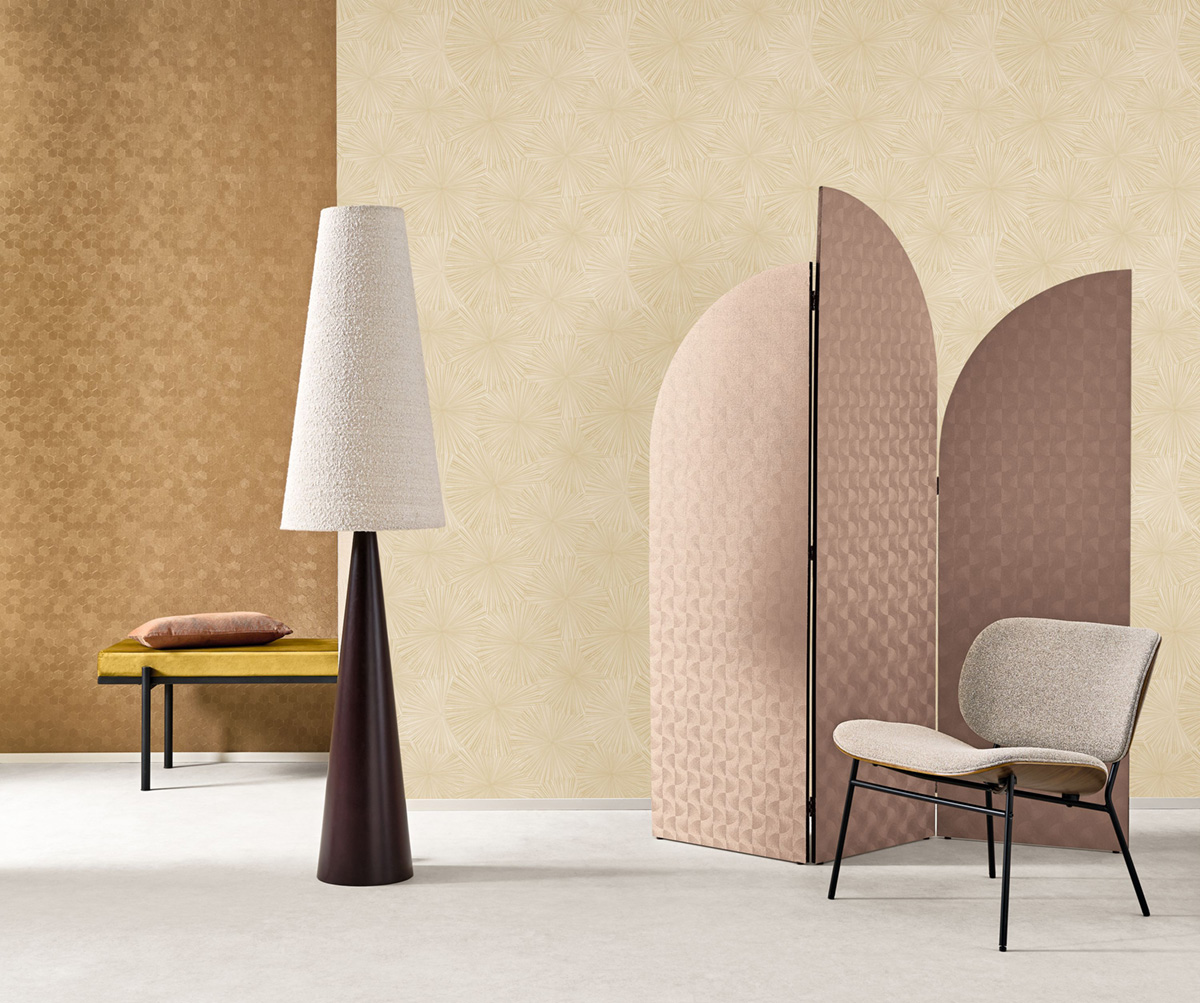Papier peint Hexagone Meli doré - Solaris de Casadéco AMB3 | Réf. SOLA201912888