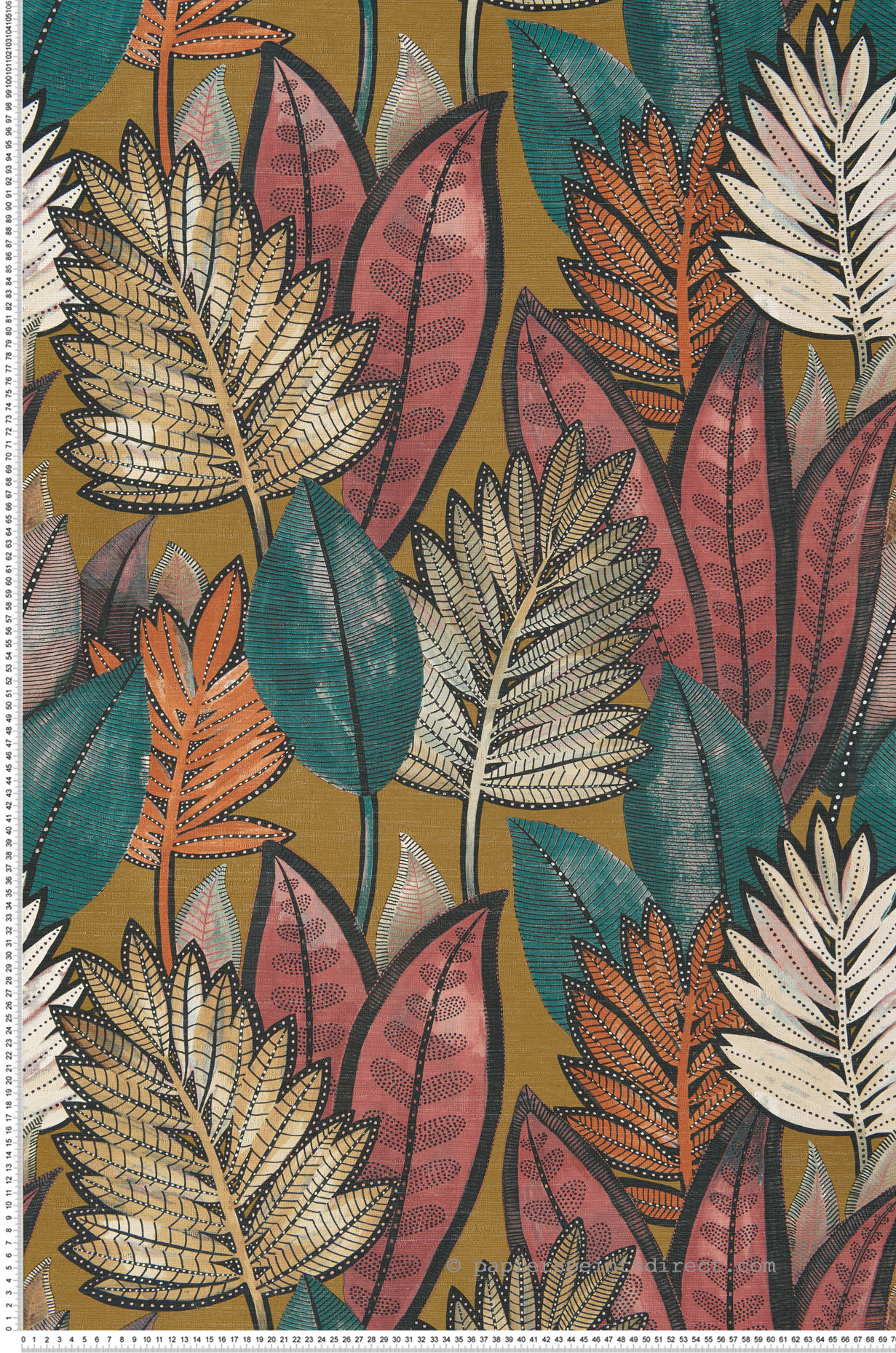 Papier peint Feuillage Sabal safran - Manille de Casamance | Réf. CAS-74680366