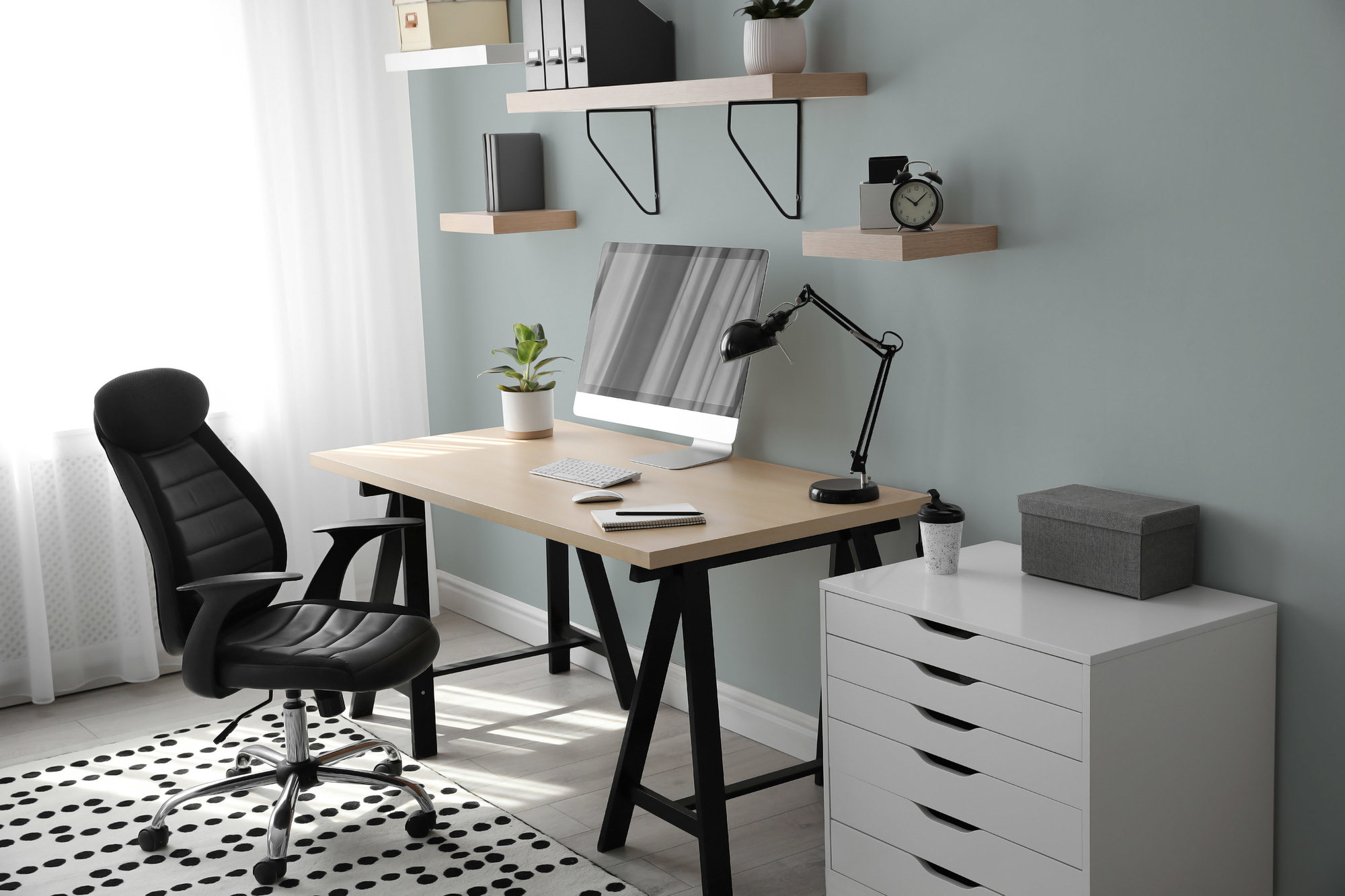 Photo numéro 2 d'une pièce avec un mur peint avec la peinture  Puro bleu, vert bluish petrol - c3009