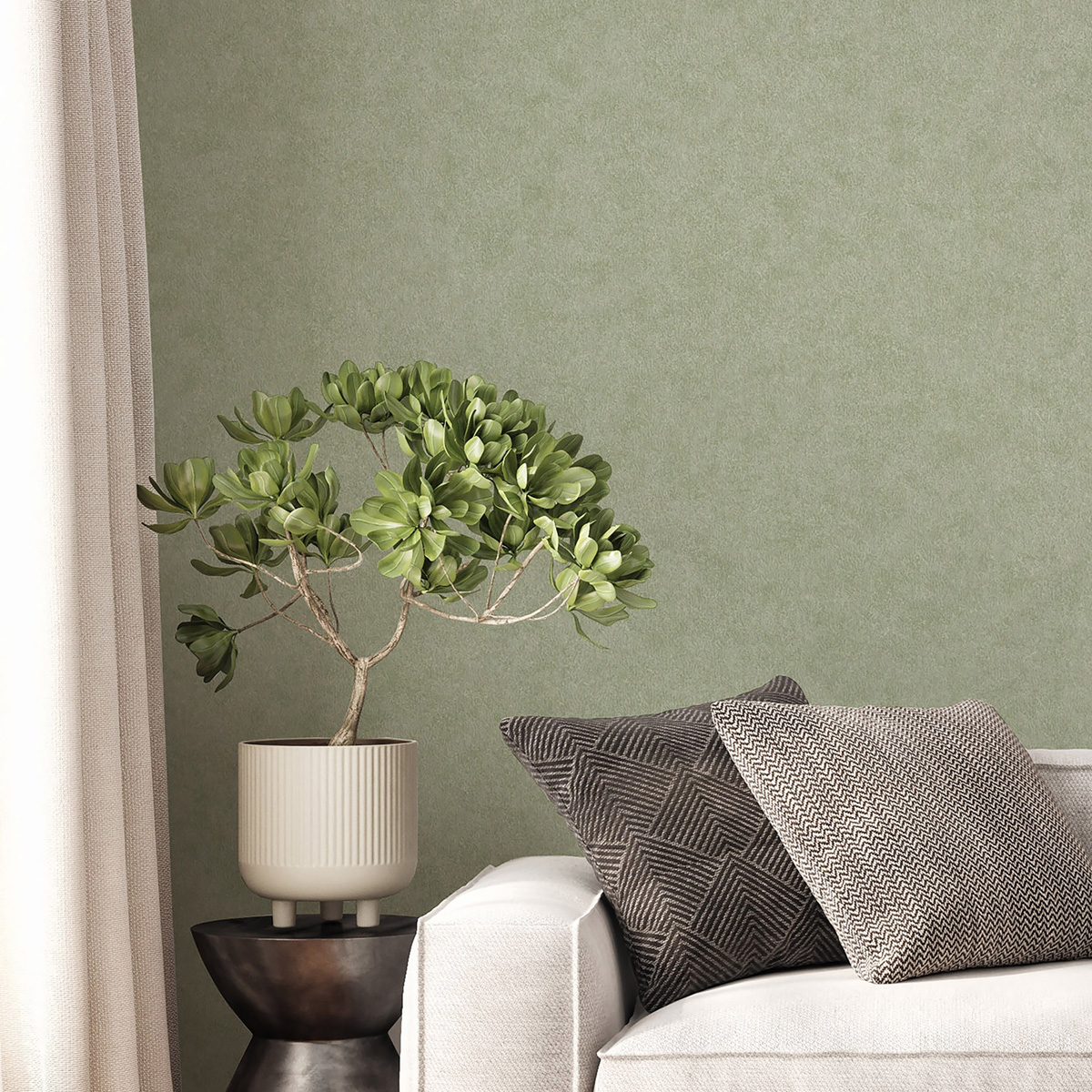 Papier peint Uni Texturé Heritage vert sauge - Beaux Arts de Lutèce | Réf. LTC-M1837