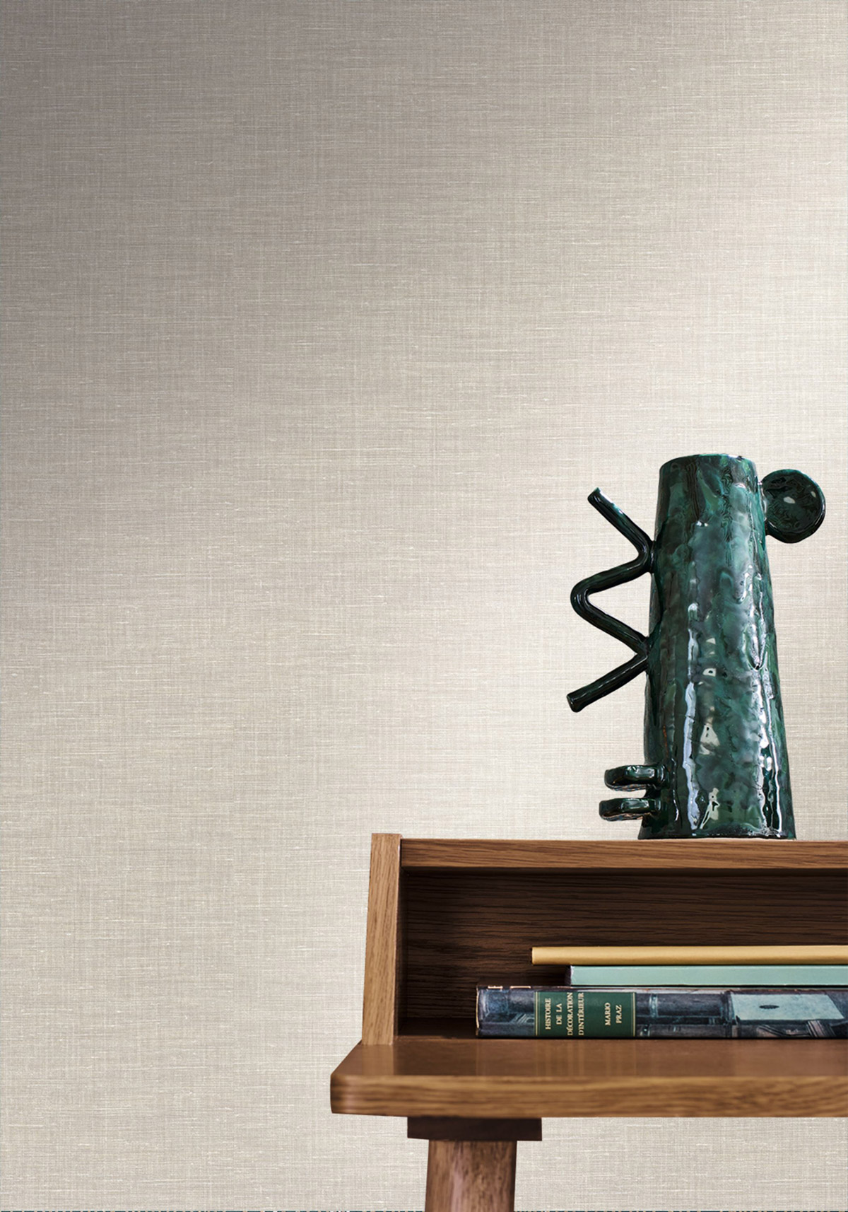 Papier peint Lin Shinok grège mastic - Le Lin 3 de Casamance | Réf. CAS-F73810722