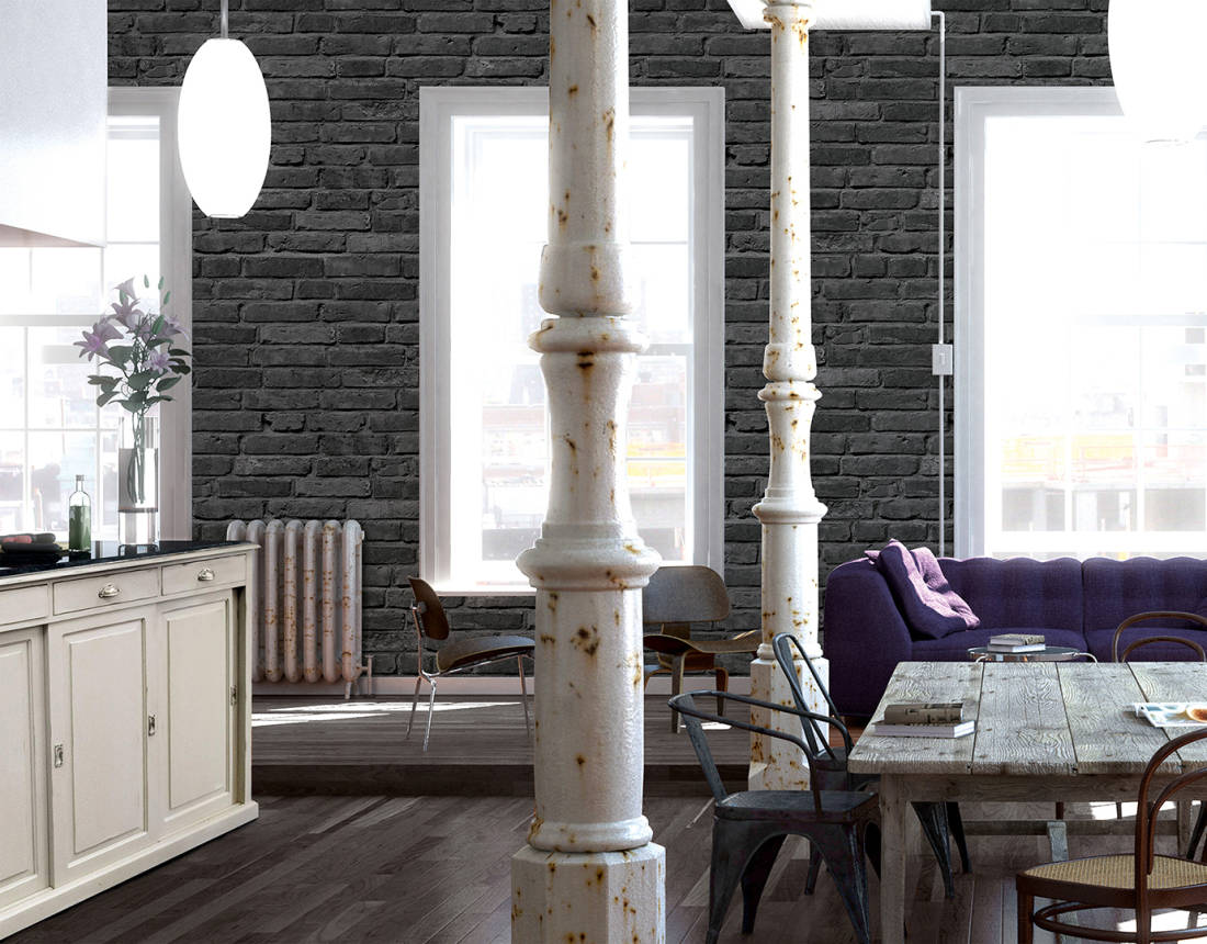 Papier peint Briques gris anthracite - Elements 2 d'A.S. Création | Réf. AS-942833