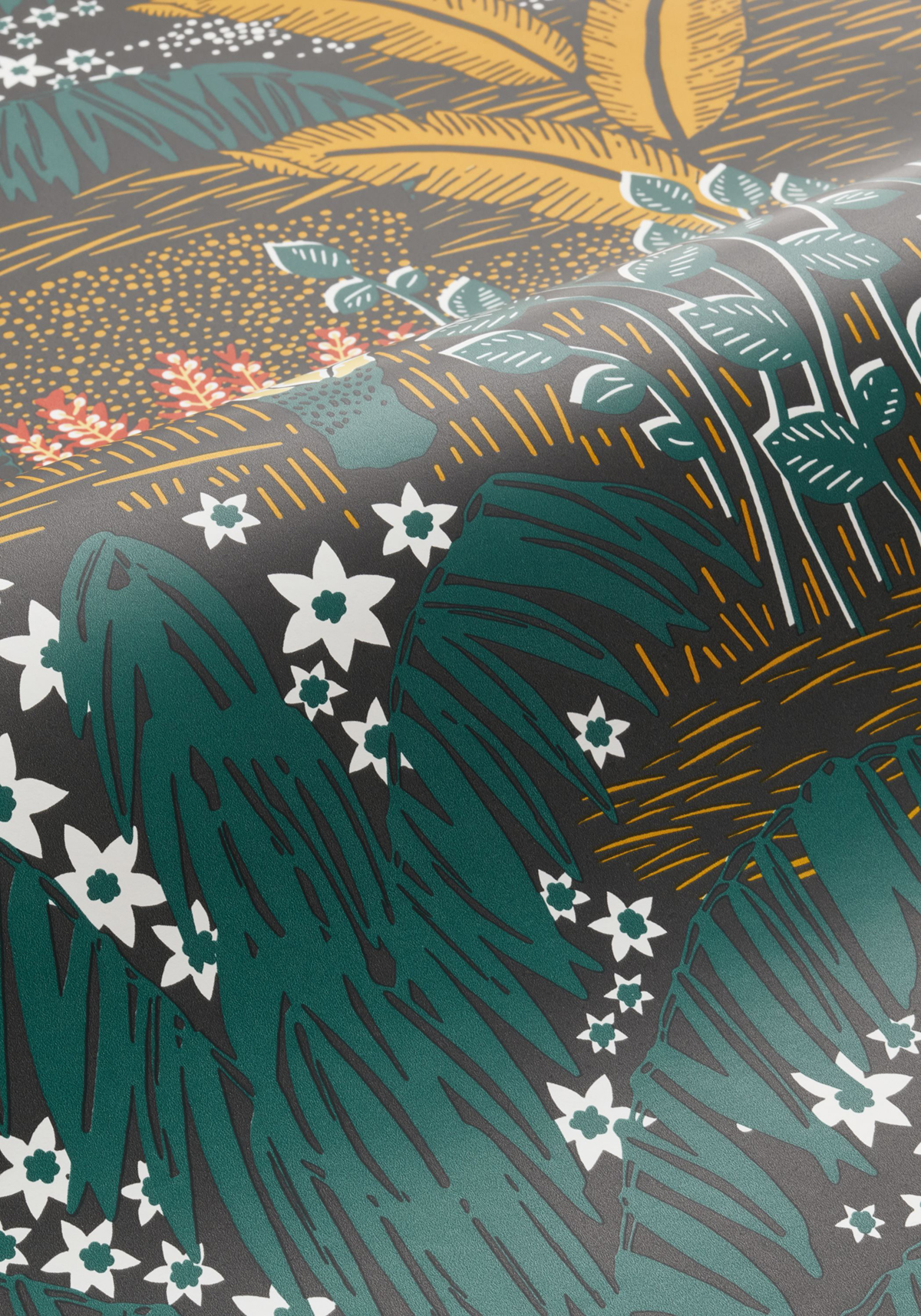 Papier peint Palmier Palmeraie vert noir - L'Epopée de Casélio AMBV | Réf. EPO103694237