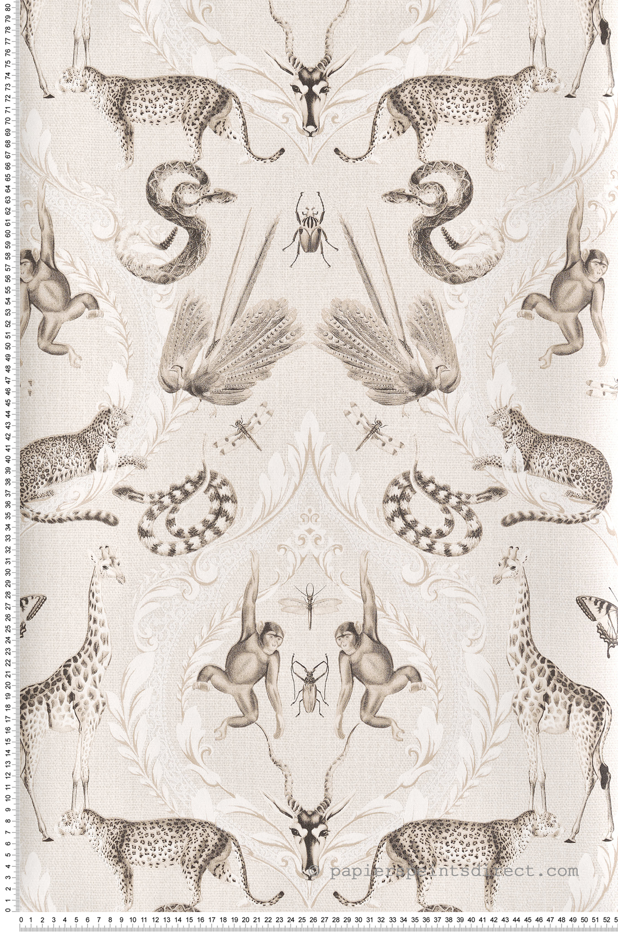 Papier peint Arabesque et Animaux beige - Bamako de Lutèce | Réf. LTC-G78309