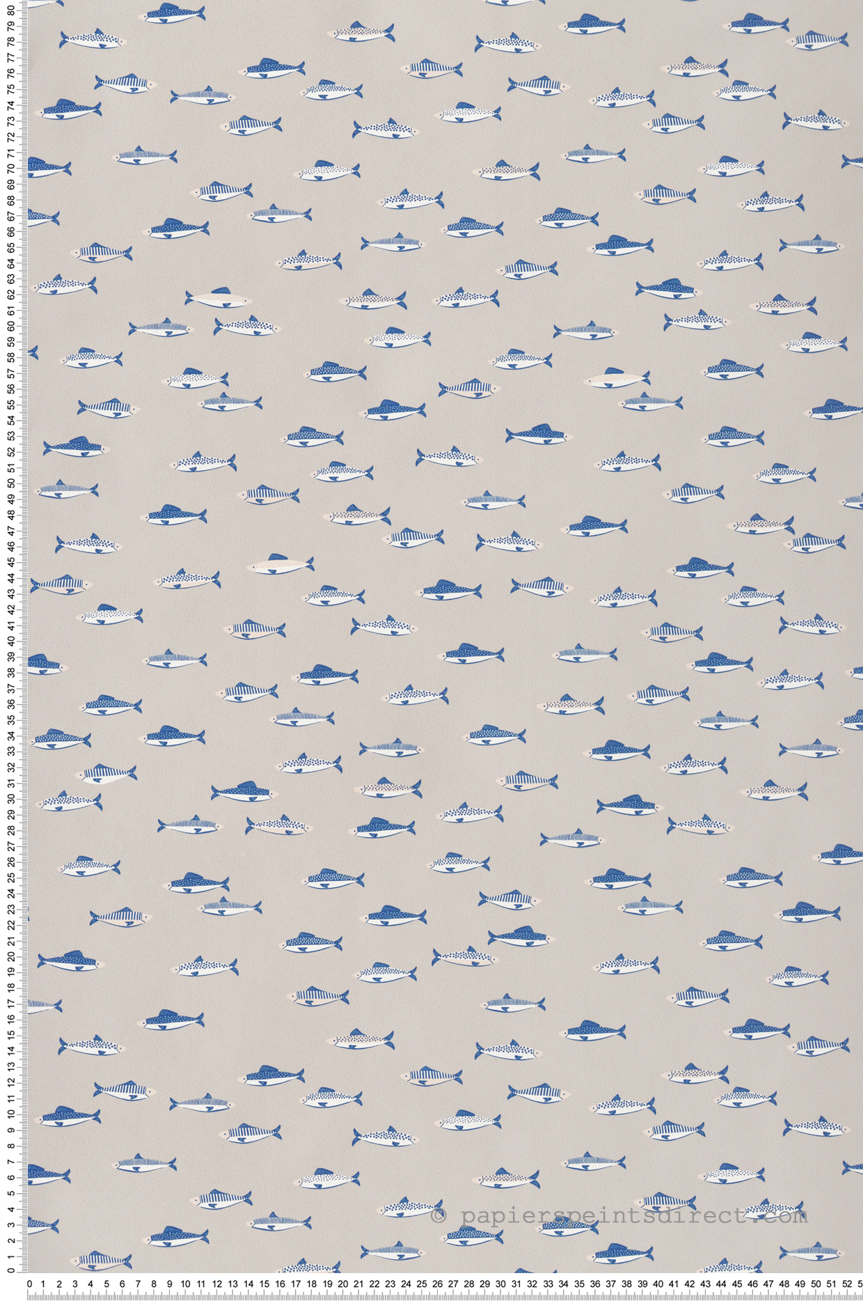 Papier peint Poisson Sardine bleu foncé beige - Cuisines & Bains de Lutèce | Réf. LTC-51231207