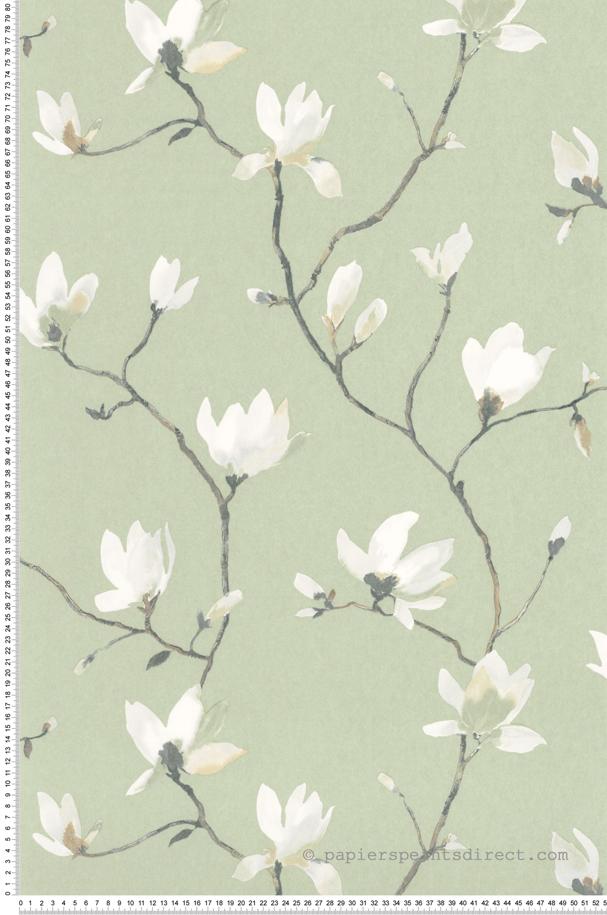 Papier peint Fleurs Suzhou vert sauge - Gardens de Casadéco | Réf. GADN82367428