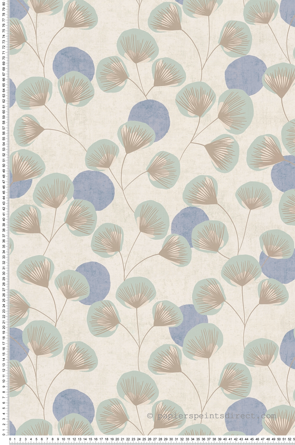 Papier peint Végétal Rétro Aster taupe bleu - Nordic Feeling d'A.S. Création