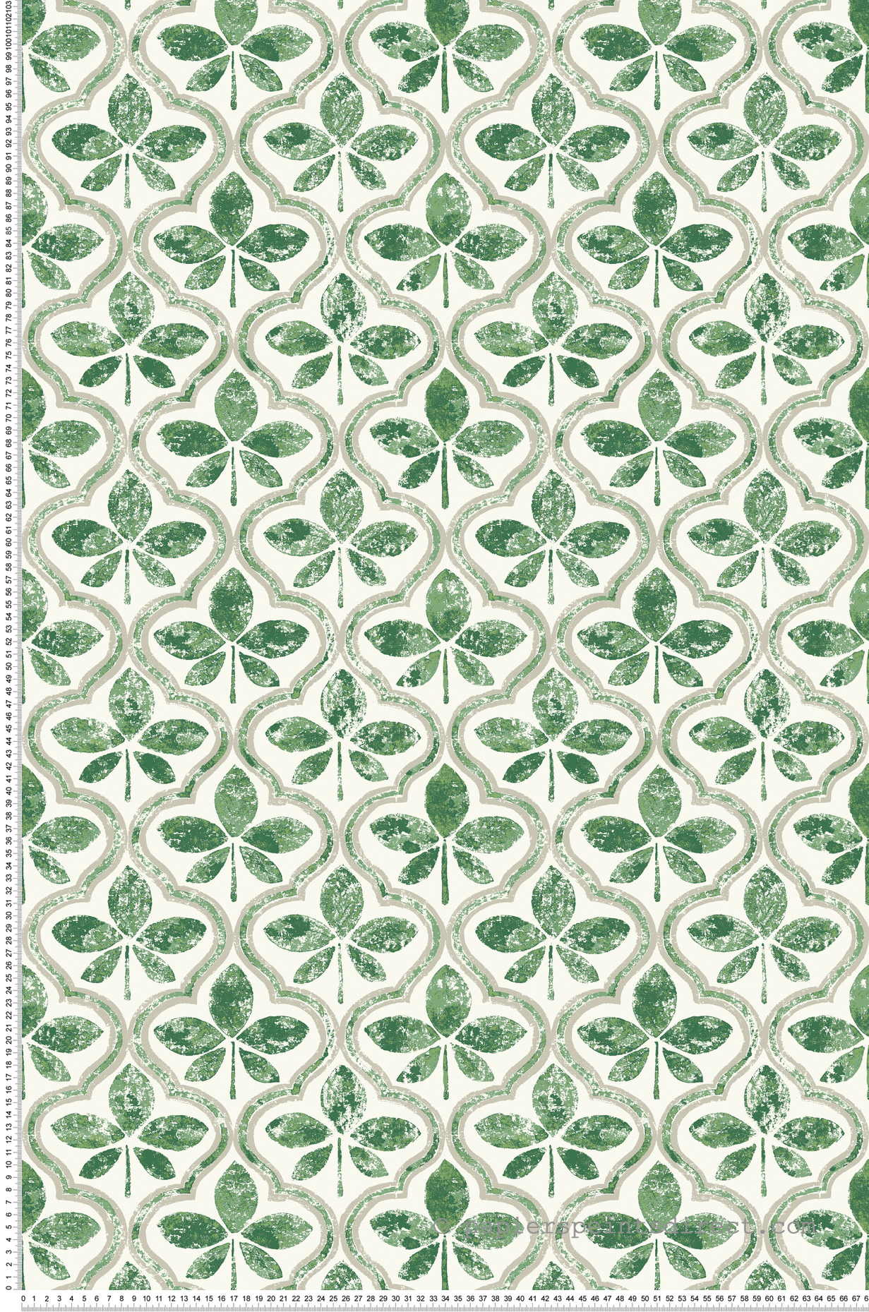 Papier peint Médaillon Feuille Séville vert - Greenhouse de York (Initiales) | Réf. INI-GO8274