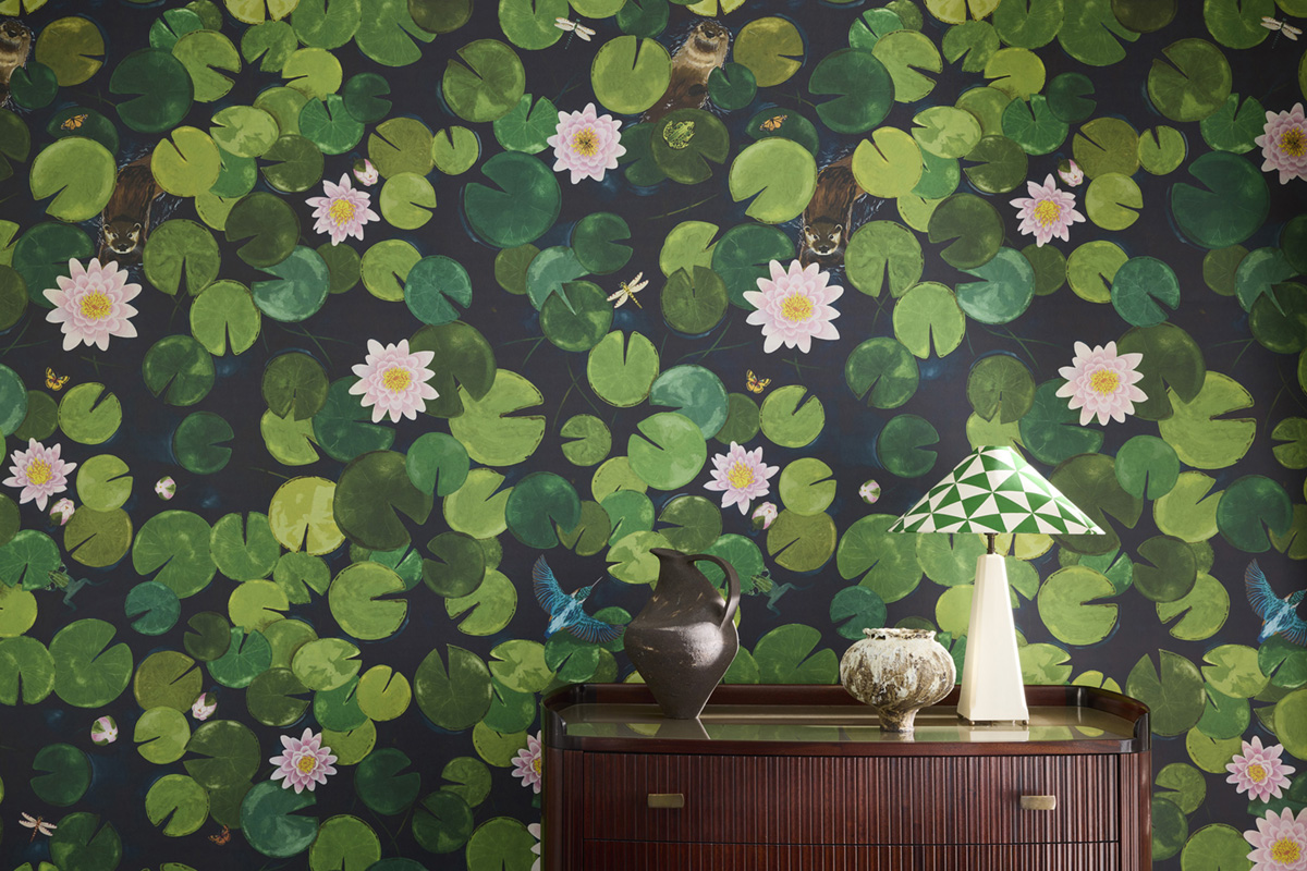 Papier peint panoramique Nénuphar Lily Pads Hopper - In The Garden de Little Greene AMB3 | Réf. 0234LPHOPPE