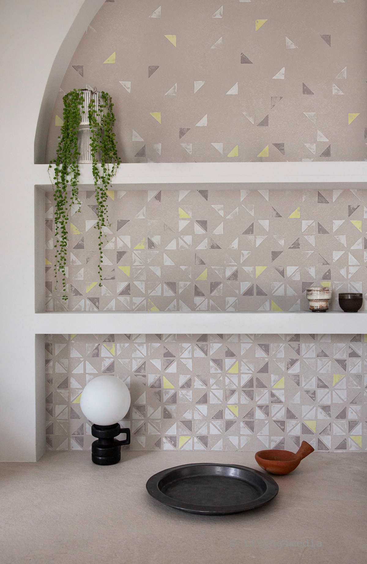 Papier peint panoramique Tangram Terracotta Jaune B - 4/5/6 - Isidore Leroy