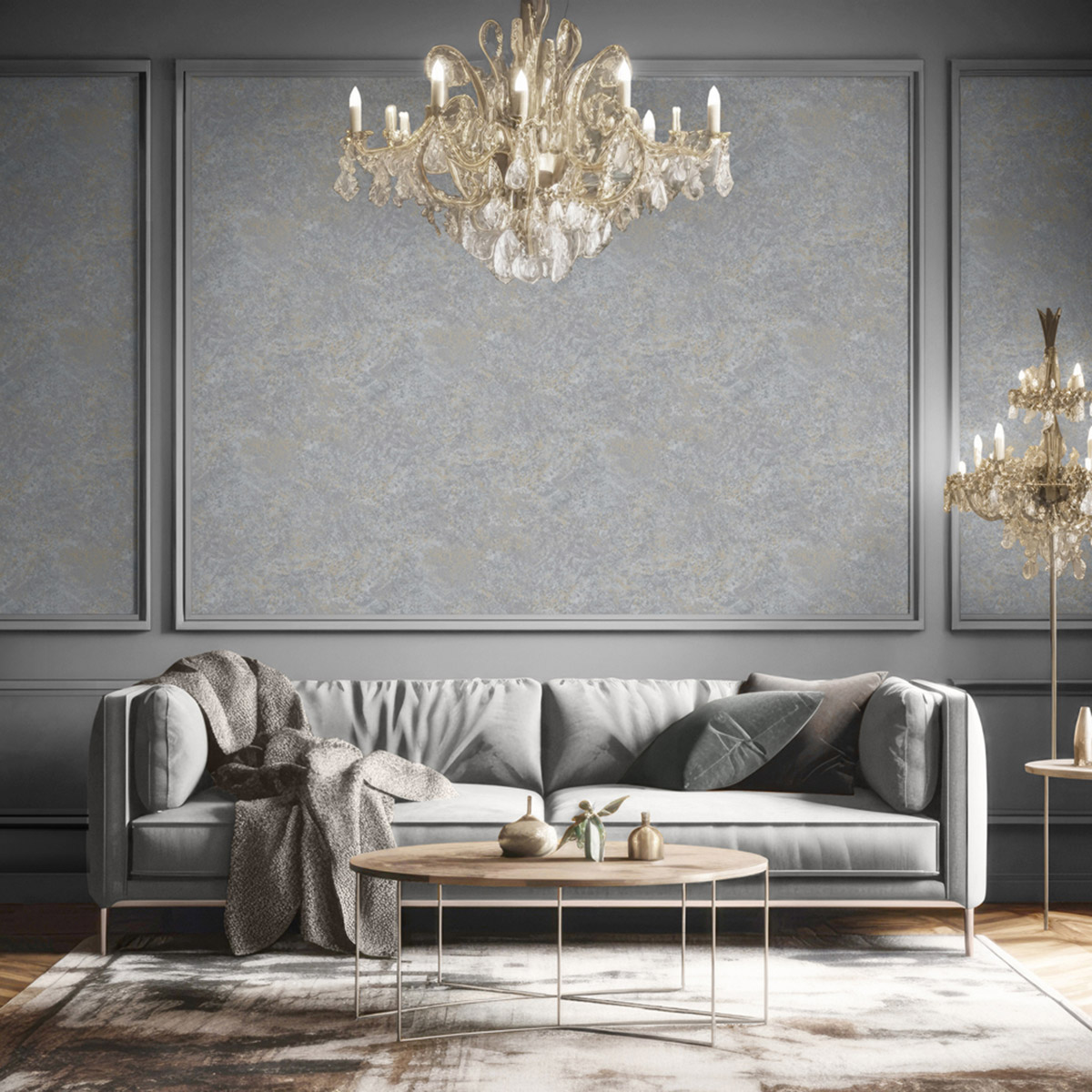 Papier Peint Pierre Paillettes gris éléphant doré - Venezia d'Ugépa AMB2| Réf. UGP-M66719