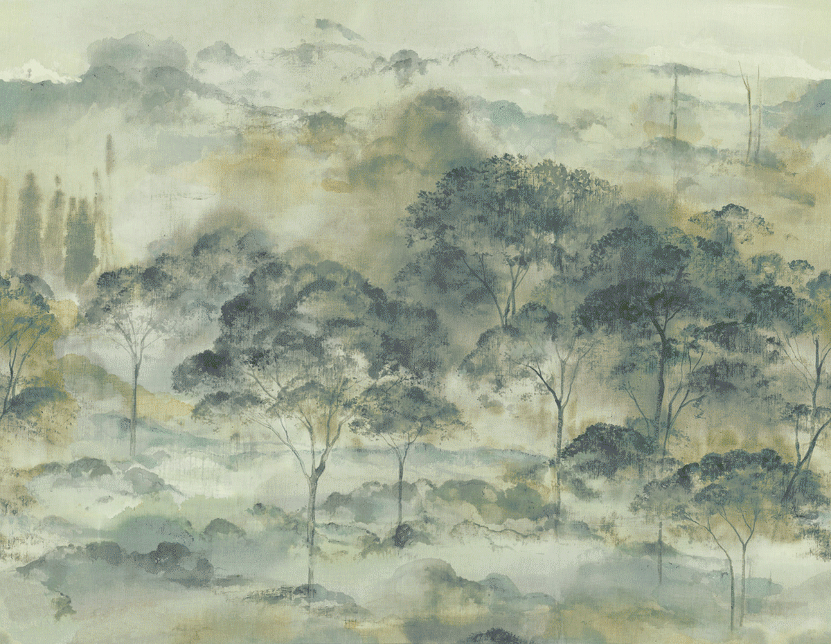 Papier peint panoramique Toile Forêt Vallombrosa L vert 400X310 - Riverside 4 de Casadéco | Réf. RIVI89577612