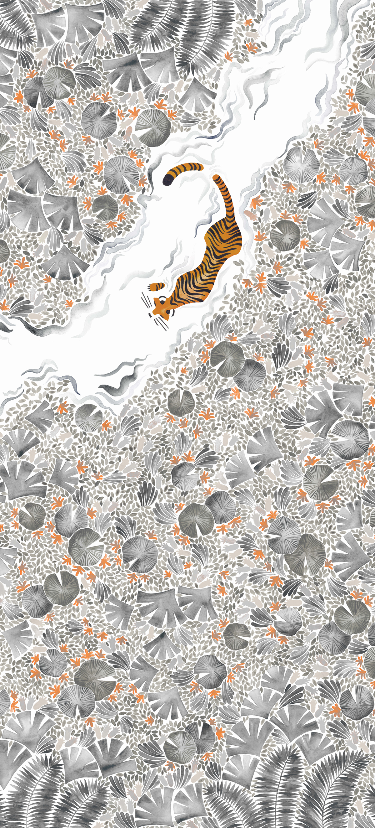 Papier peint panoramique Tigres Grisaille D 10/11/12 - Isidore Leroy