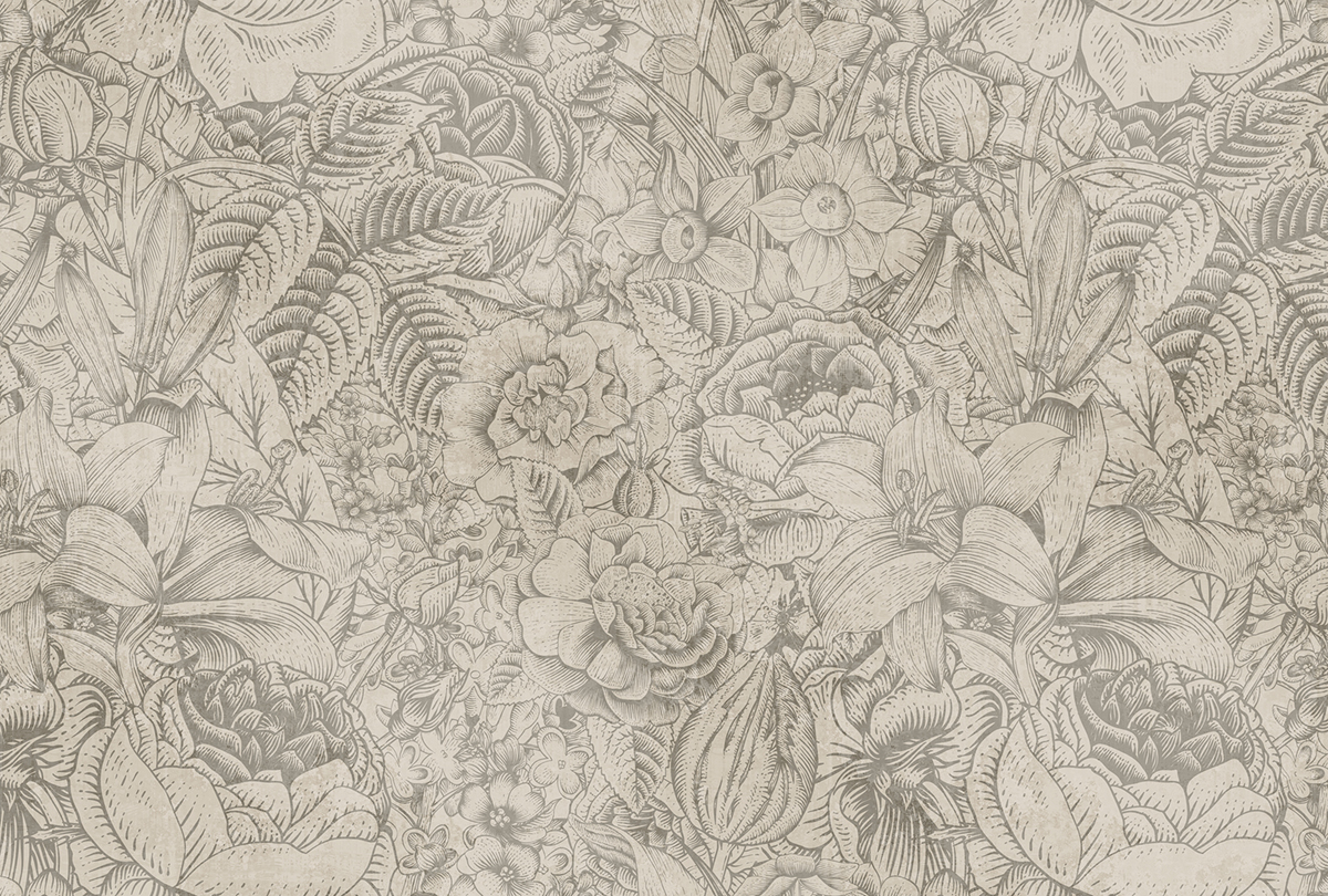 Papier peint panoramique Fleurs Jouy Botanica 3  - Référence DD111056 - Intissé 200g/m2 - Standard 400 x 270