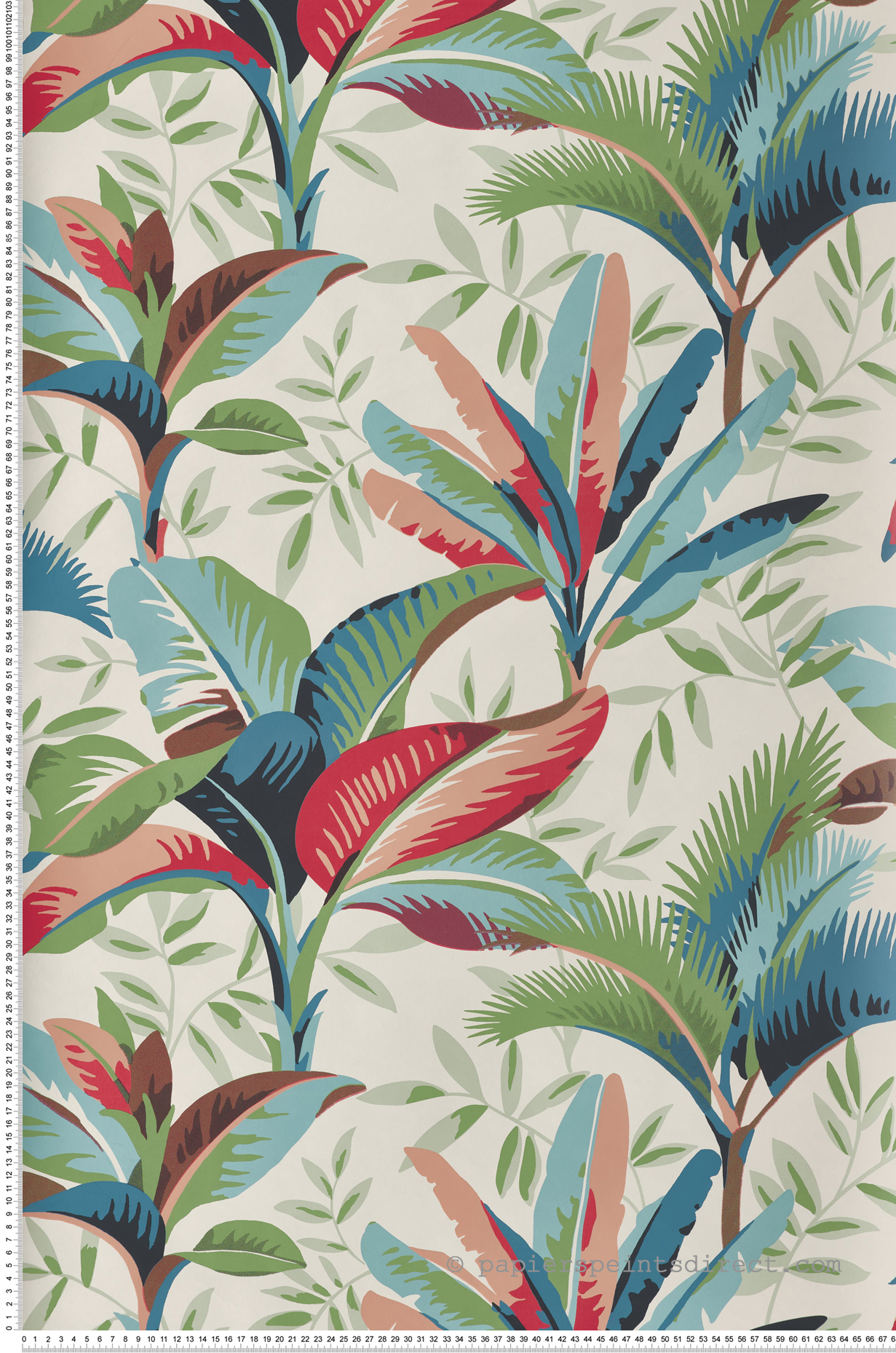 Papier peint Cime des Palmiers multicolore - Greenhouse de York (Initiales) | Réf. INI-GO8203