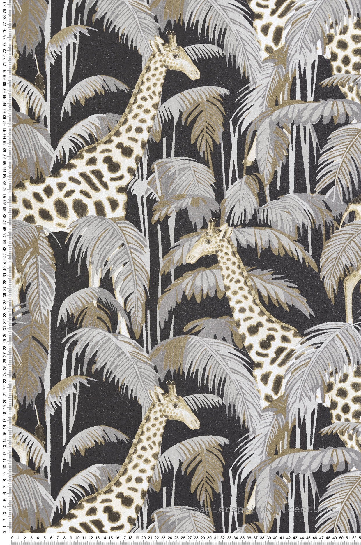 Papier peint Jungle Girafe noir doré - Maison Paradis de Lutèce | Réf. LTC-MP15529