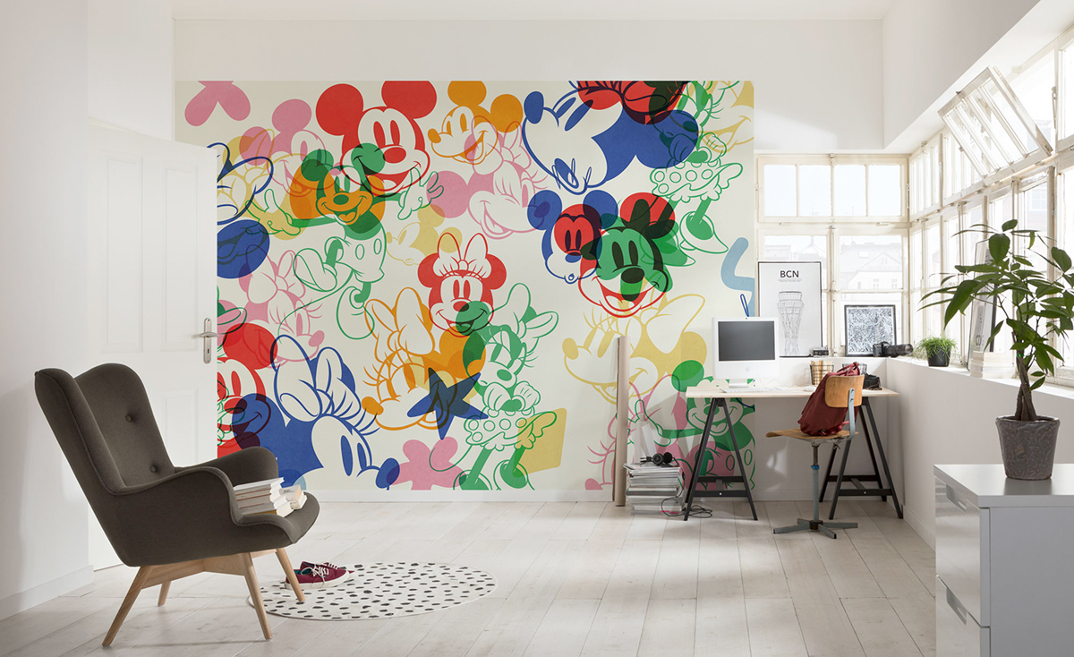 Papier peint panoramique Mickey & Minnie Mixture Disney multicolore - Papier peint Komar Into Wonderland