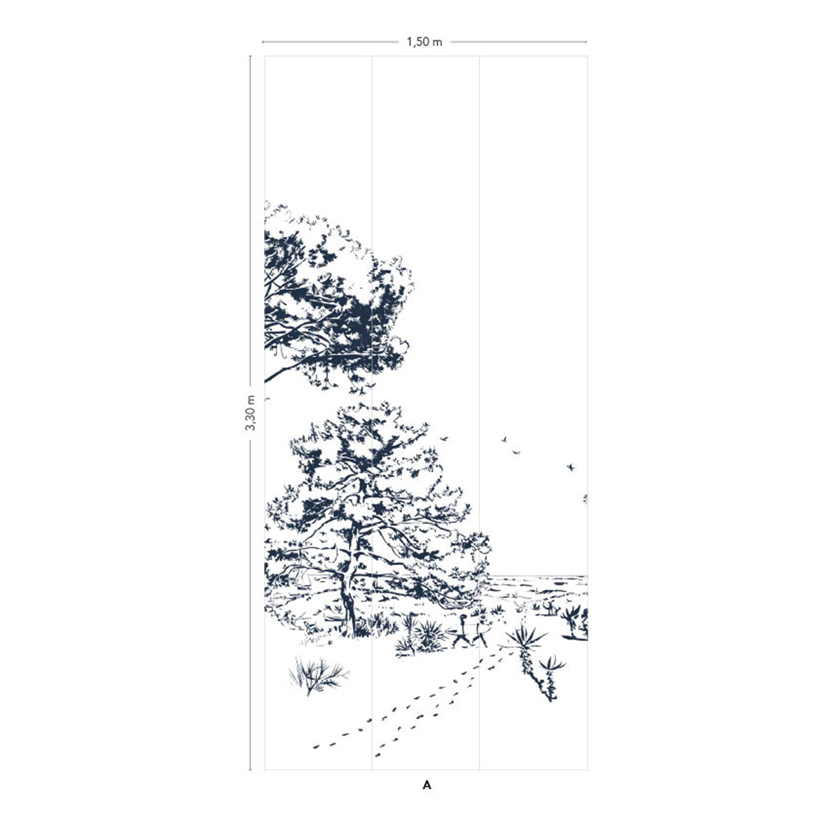 Papier peint panoramique Les Pins Bleu A - 1/2/3 - Isidore Leroy AMB