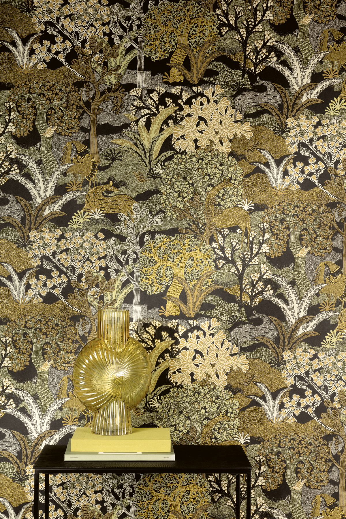 Papier peint Nature Ethnique Fabulo olive irisé - Amazone de Masureel AMB2| Réf. MAS-ZON505