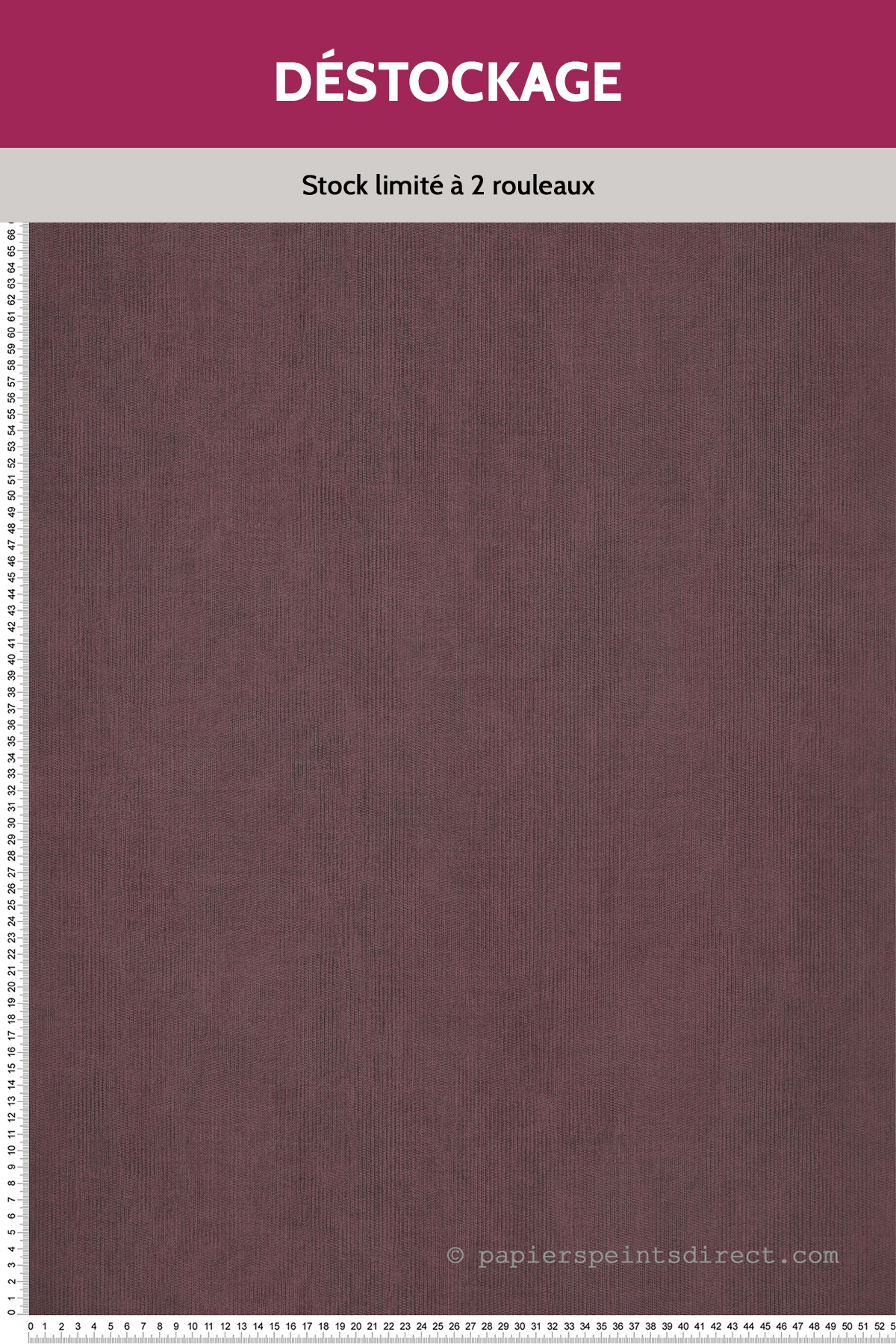 Papier Peint Destockage - Faux uni textile prune - Pondichery