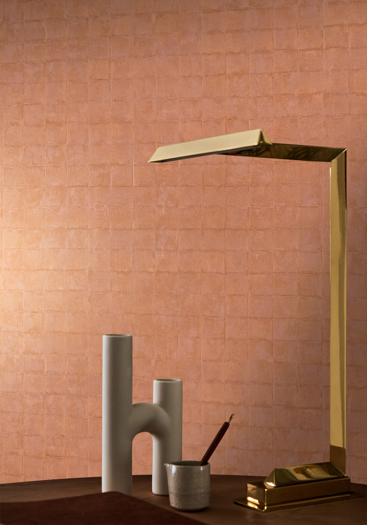 Papier peint Carreaux Faenza cuivre irisé - Cérame de Casamance | Réf. CAS-76080508