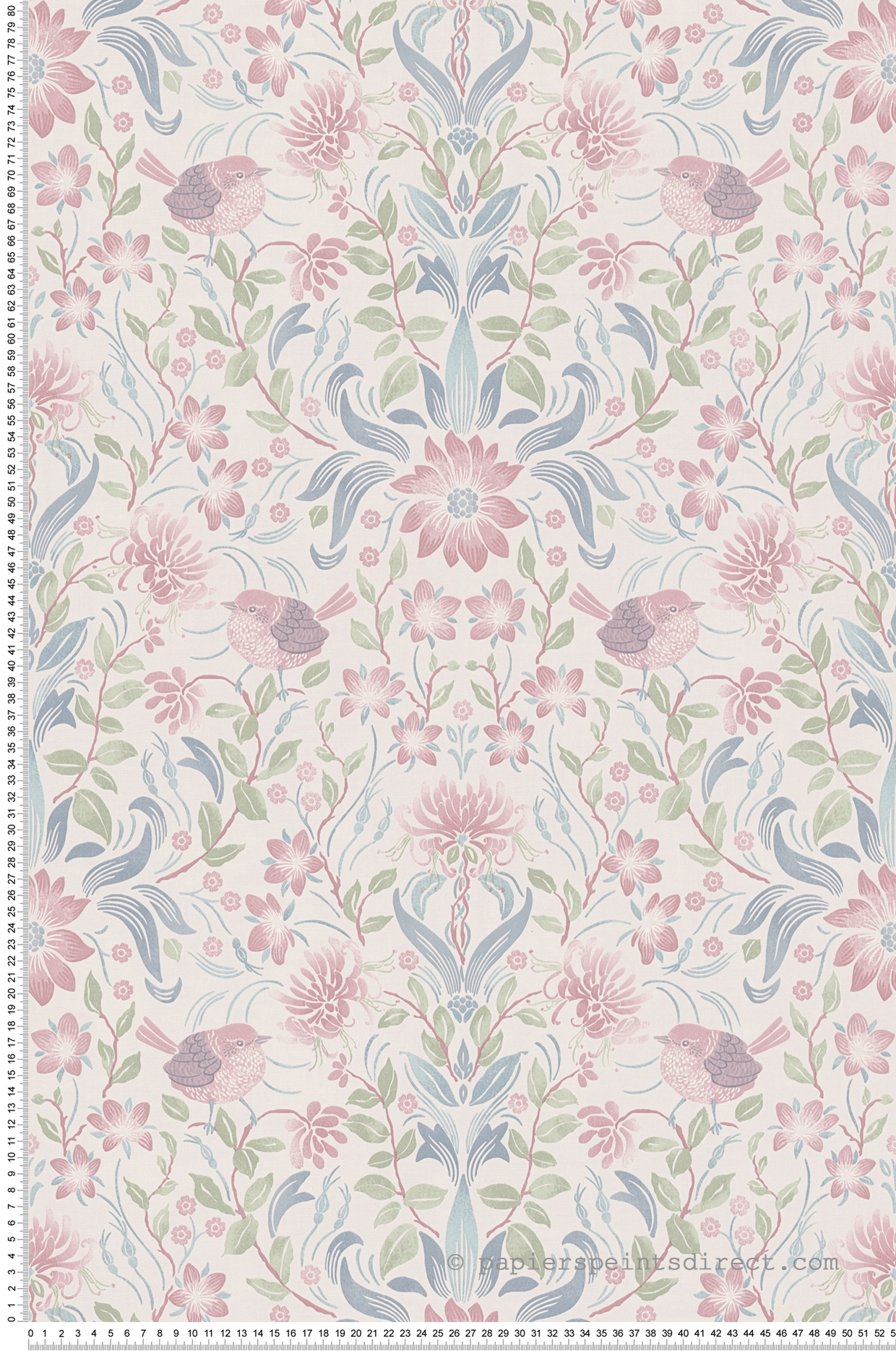 Papier peint Fleuri Oiseau Blooming pastel - Maison Charme d'A.S. Création | Réf. AS-390753