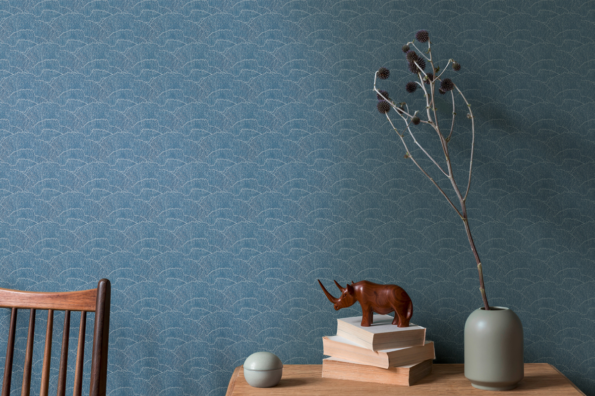 Papier peint Feuilles Abstraites Métallisées bleu argenté - Arcade d'Architects Paper AMB3 | Réf. 39174-6