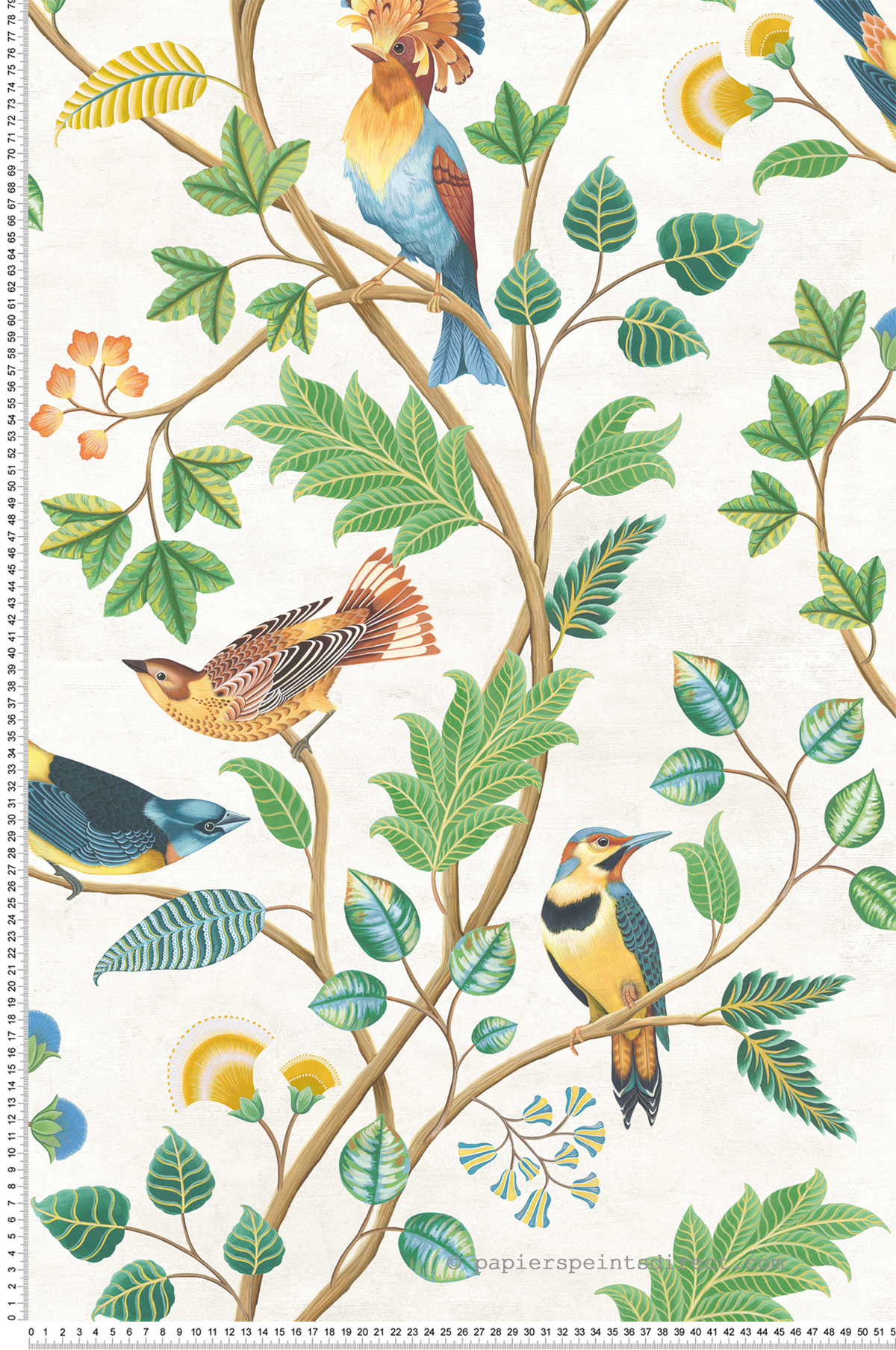 Papier peint Oiseaux Mayani vert bleu - Byzance d'Osborne & Little | Réf. OSB-W7902-04