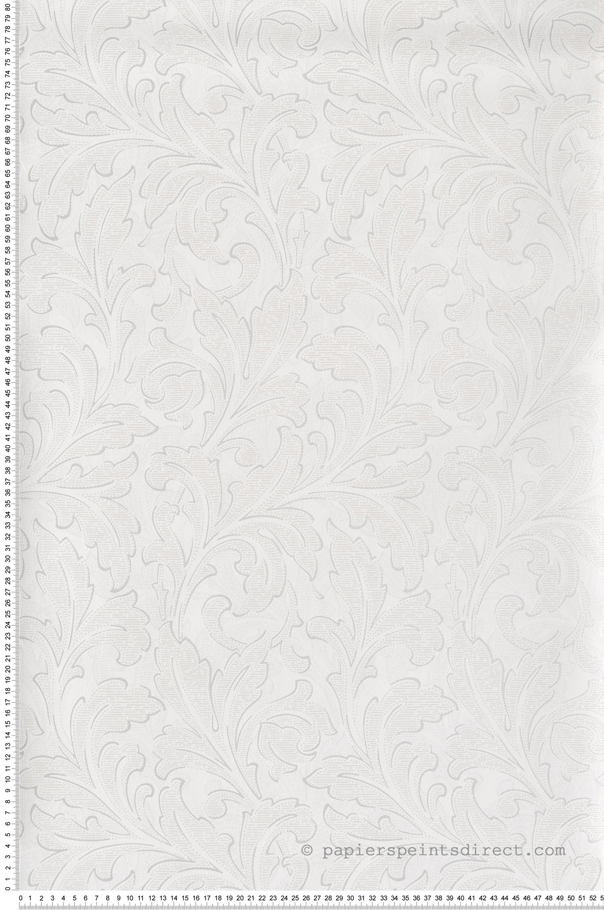 Papier peint Classique Acanthe blanc argenté - Arts & Crafts de Casadéco | Réf. ARCR86360105