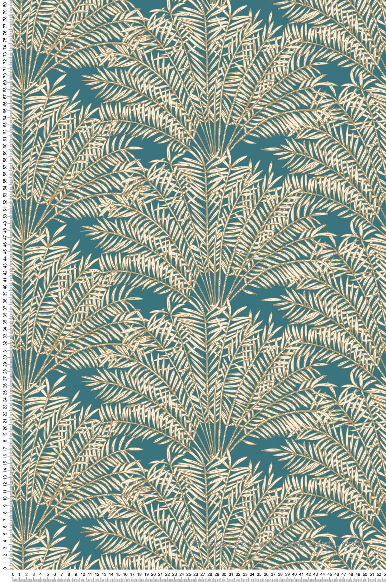 Papier peint Palmier Jardin d'Alhambra bleu canard doré - Nos Gravures de Casélio | Réf. NGR103026278