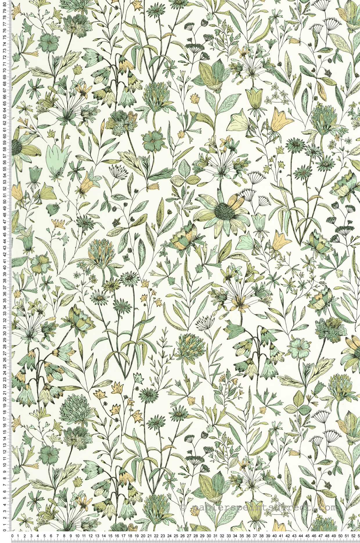 Papier peint Fleur Jardin de Giverny vert doux - Art of Botany de Casélio | Réf. AOB103000798