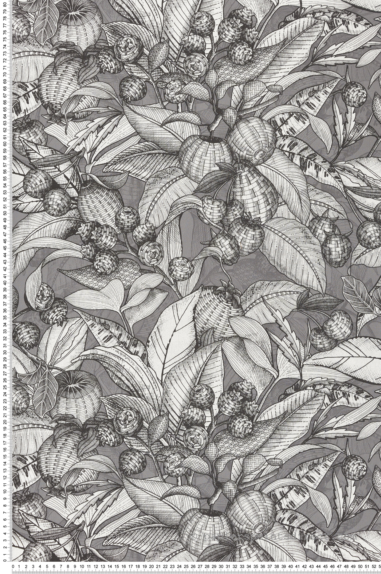 Papier peint Feuillage Fruit Joséphine gris - Villa Rosalie de Lutèce | Réf. LTC-51223709