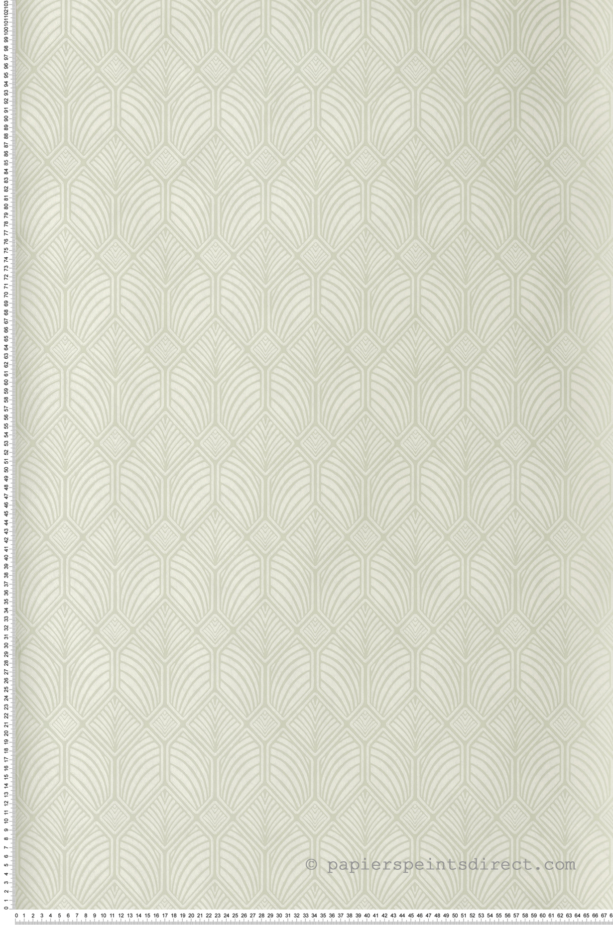 Papier peint Art Déco Géométrique vert amande - Arts & Crafts d'Initiales | Réf. INI-AC9185