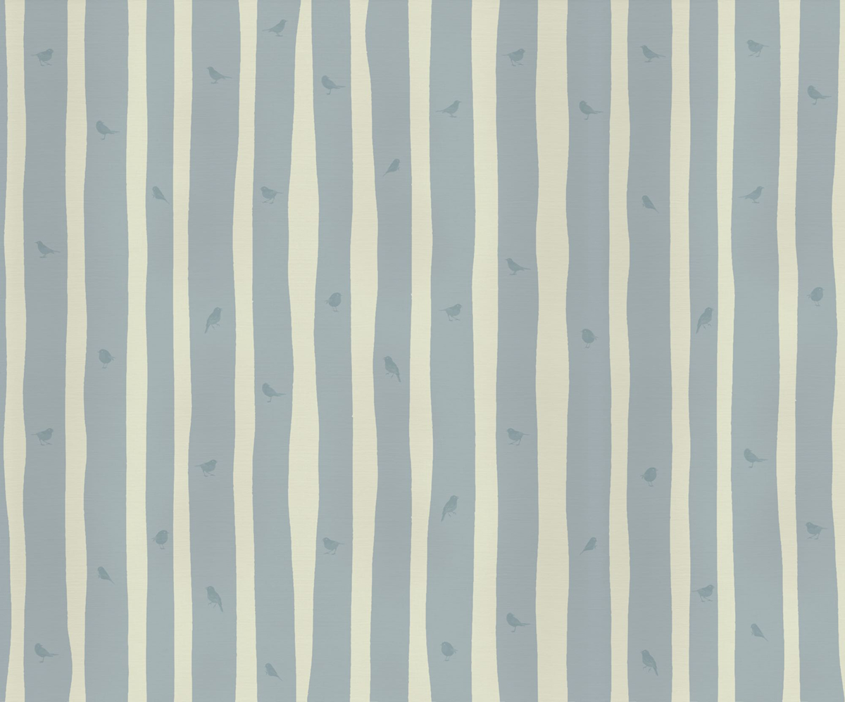 Papier peint panoramique Rayures Summertime Oiseaux bleu - Seasons de Komar